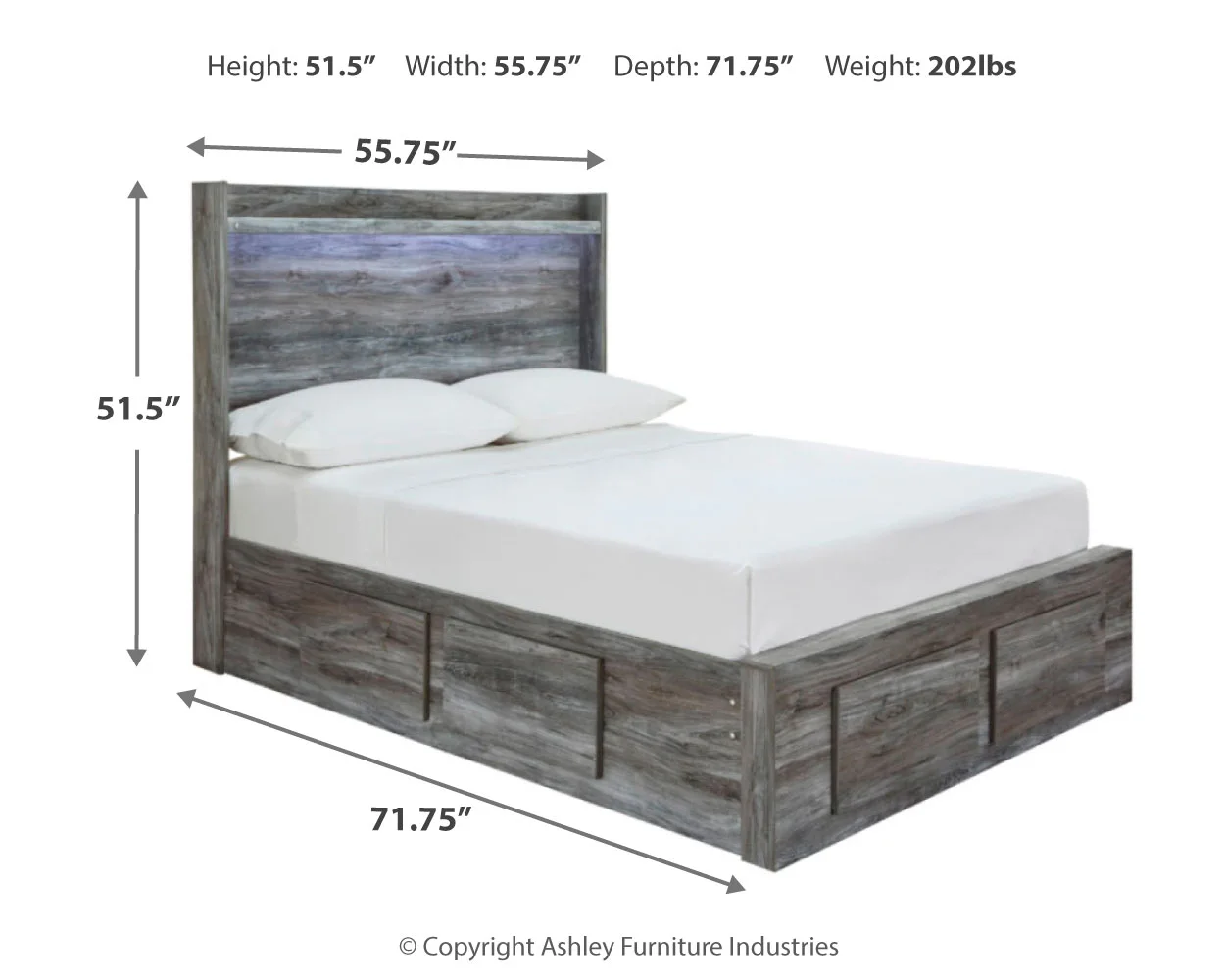 Baystorm - Gray - Full Panel Bed With 4 Storage Drawers - Image 4