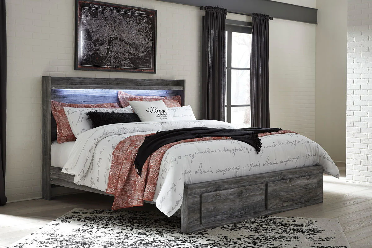 Baystorm - Gray - King Panel Bed With 2 Storage Drawers - Image 2