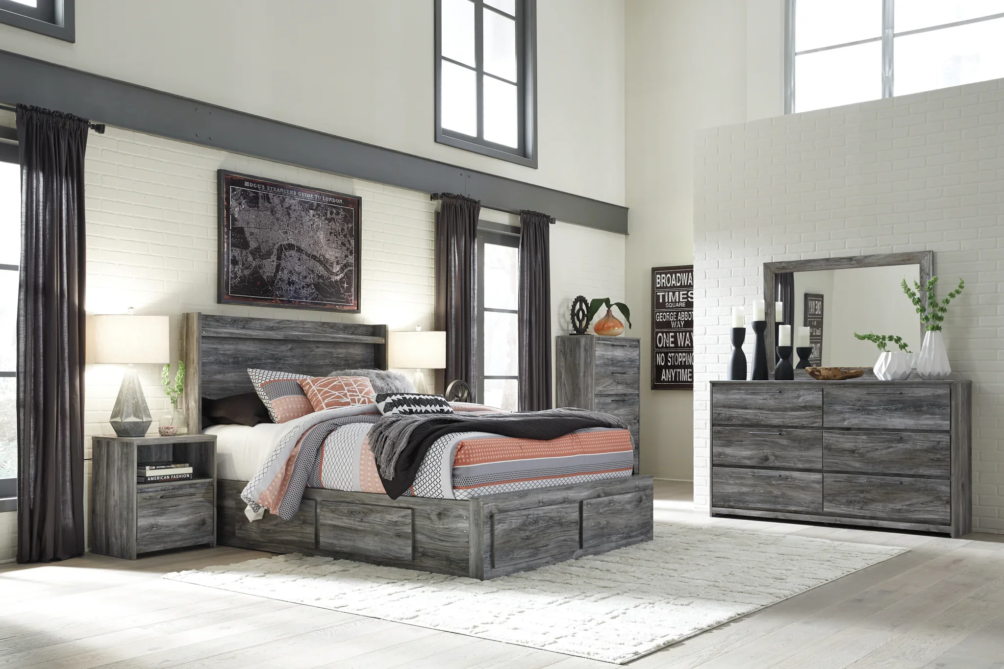 Baystorm - Gray - King Panel Bed With 6 Storage Drawers - Image 3