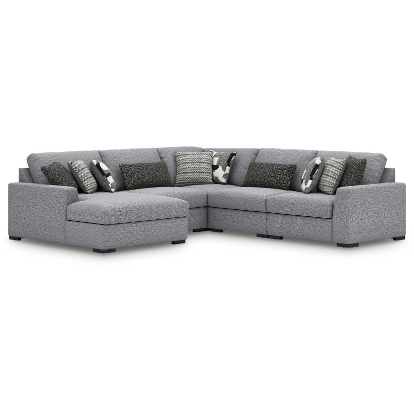 Bealton - Salt and Pepper - 5-Piece Sectional With LAF Corner Chaise - Image 2