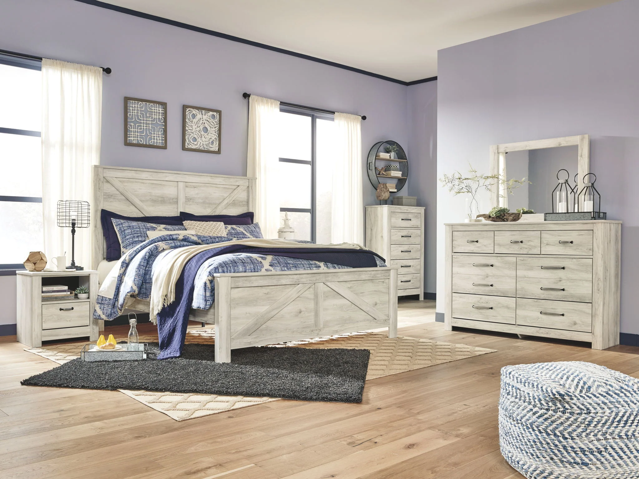 Bellaby - Whitewash - King Crossbuck Panel Bed - Image 3