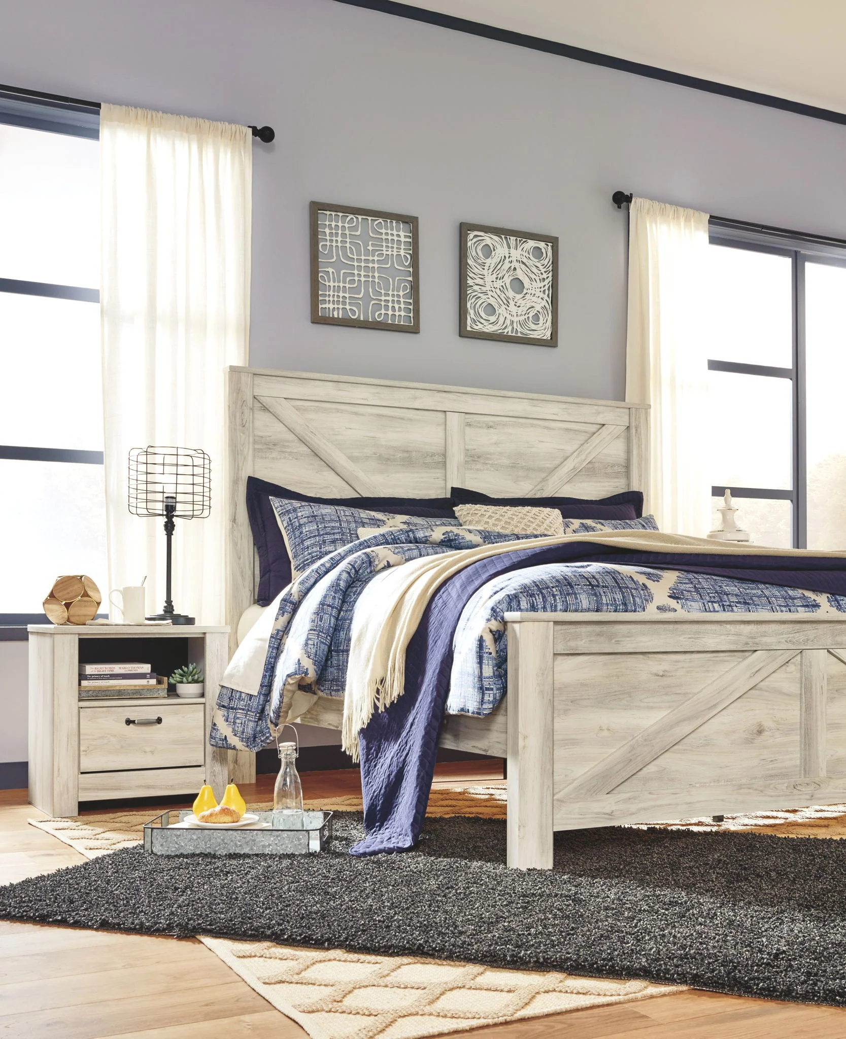 Bellaby - Whitewash - King Crossbuck Panel Bed - Image 5