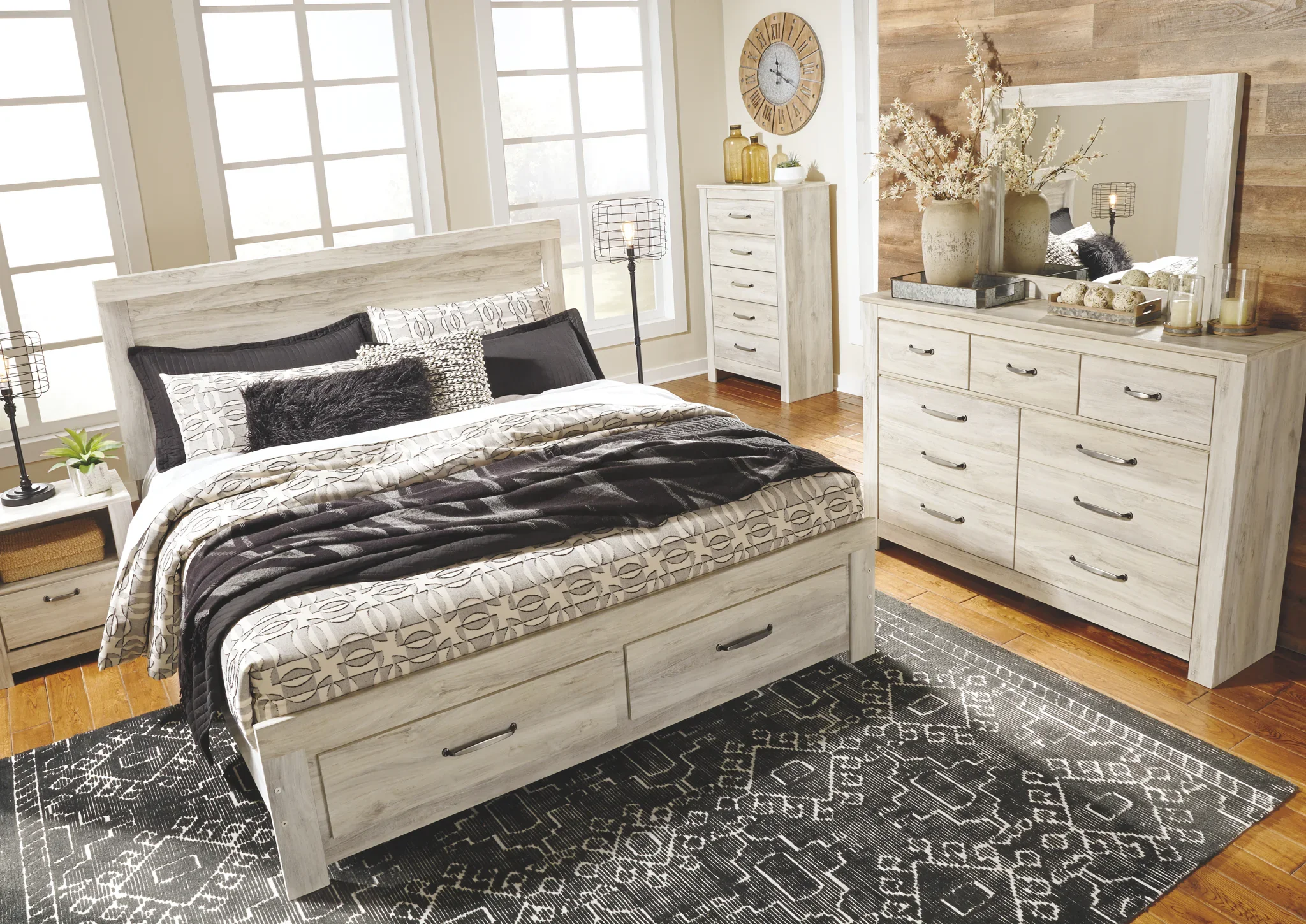 Bellaby - Whitewash - King Platform Bed With 2 Storage Drawers - Image 4