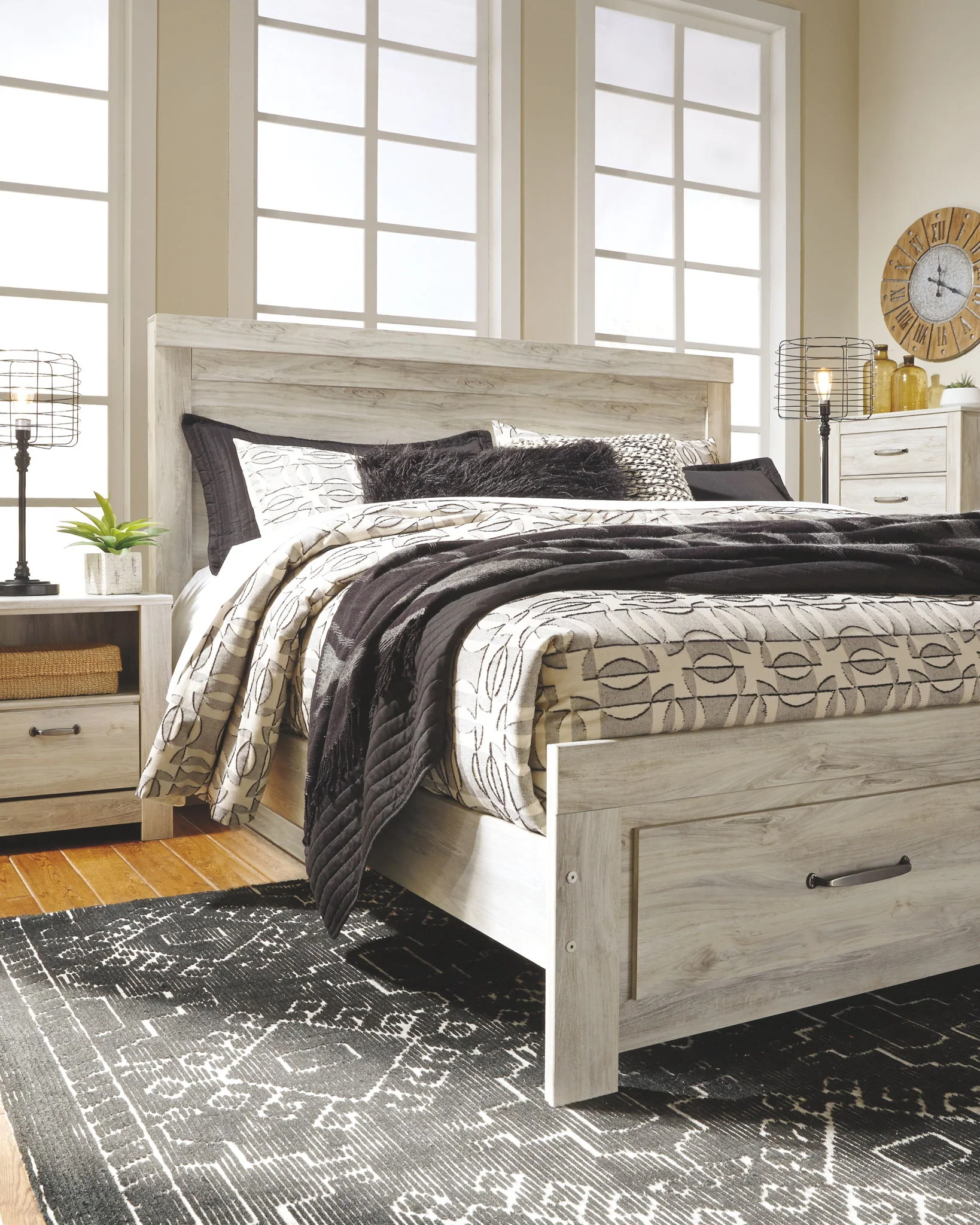 Bellaby - Whitewash - King Platform Bed With 2 Storage Drawers - Image 5