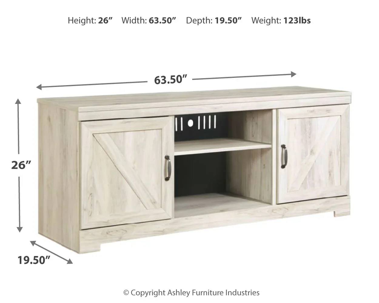 Bellaby - Whitewash - 63" TV Stand W/Fireplace Option - Image 4
