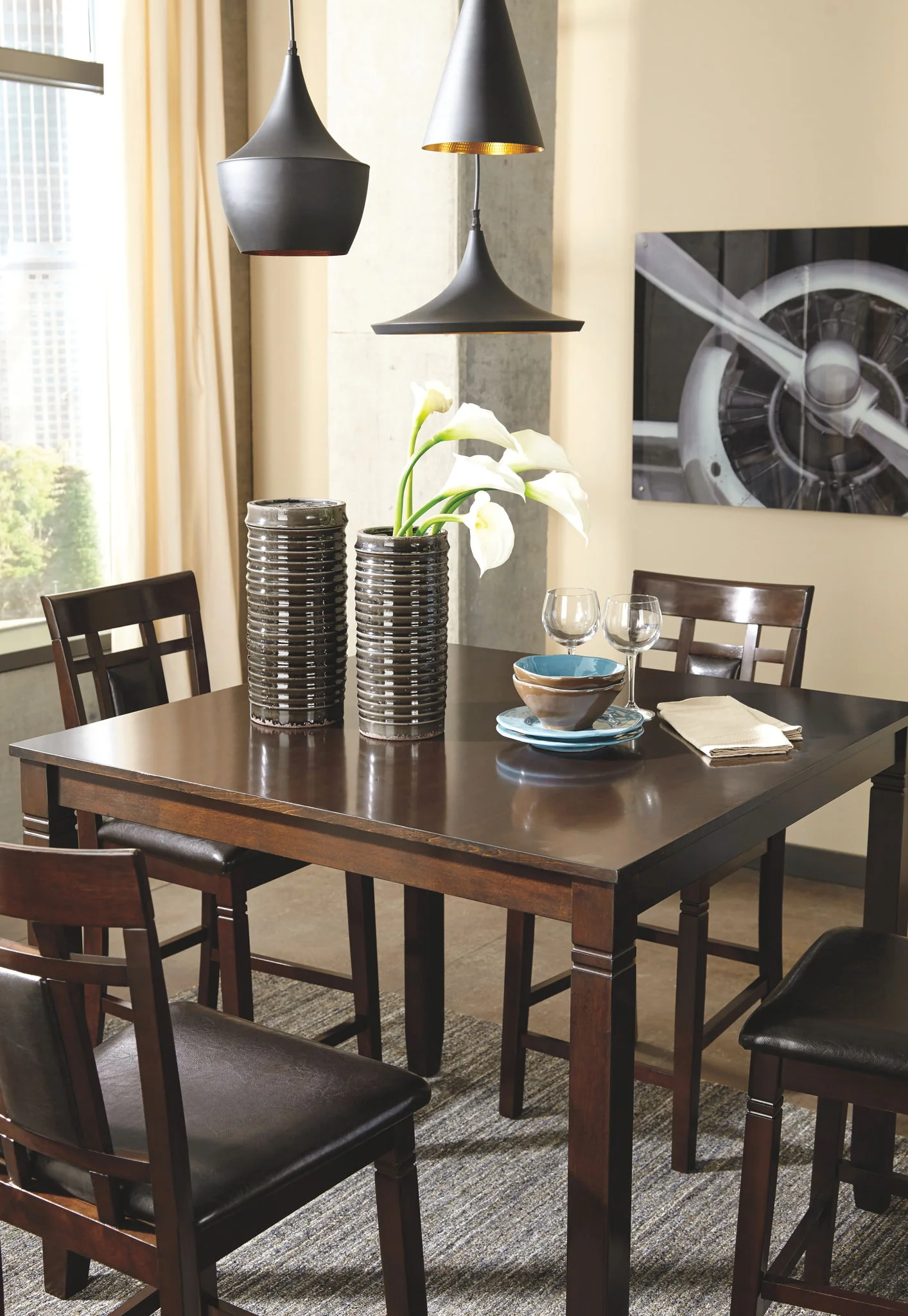 Bennox - Brown - Drm Counter Table Set (Set of 5) - Image 4