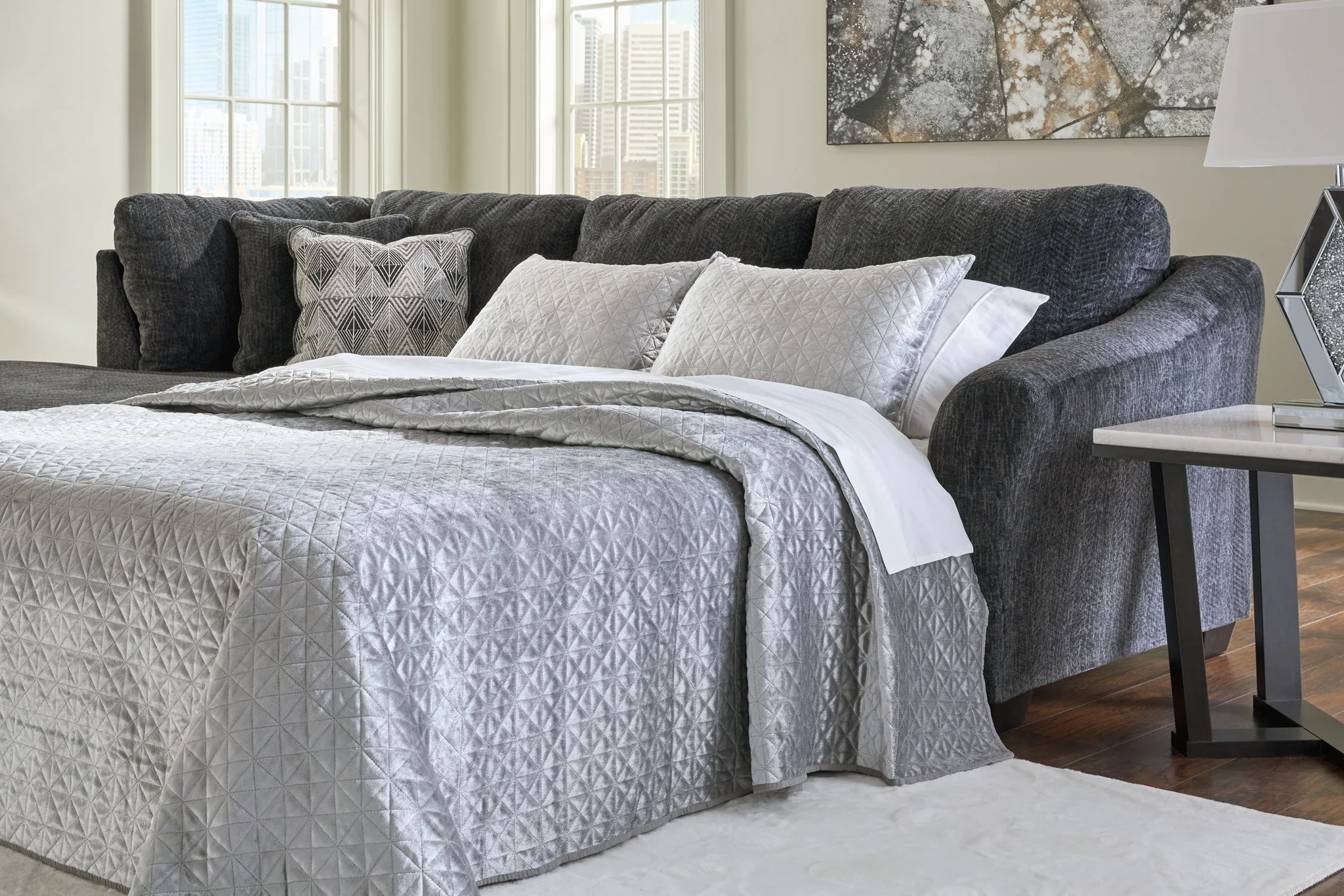 Biddeford - Ebony - 2-Piece Sleeper Sectional With Laf Corner Chaise - Image 2