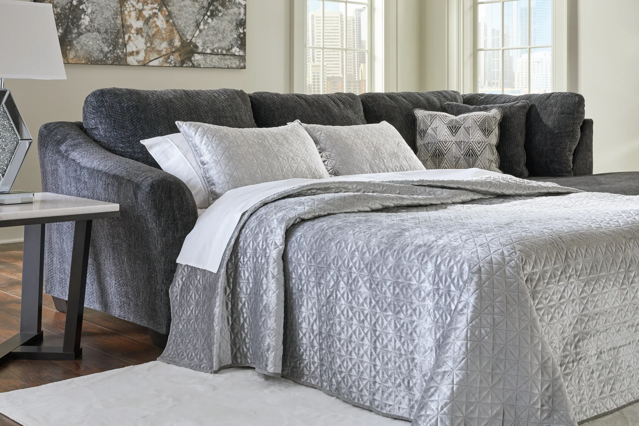 Biddeford - Ebony - 2-Piece Sleeper Sectional With Raf Corner Chaise - Image 3