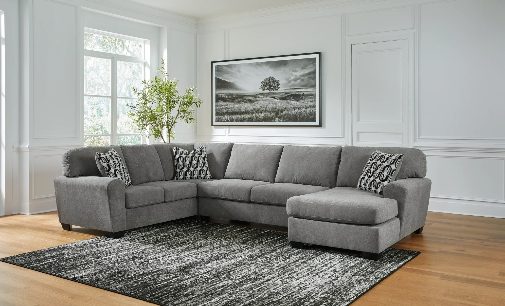 Birkdale Court - Gray - 3-Piece Sectional With Raf Corner Chaise - Image 2
