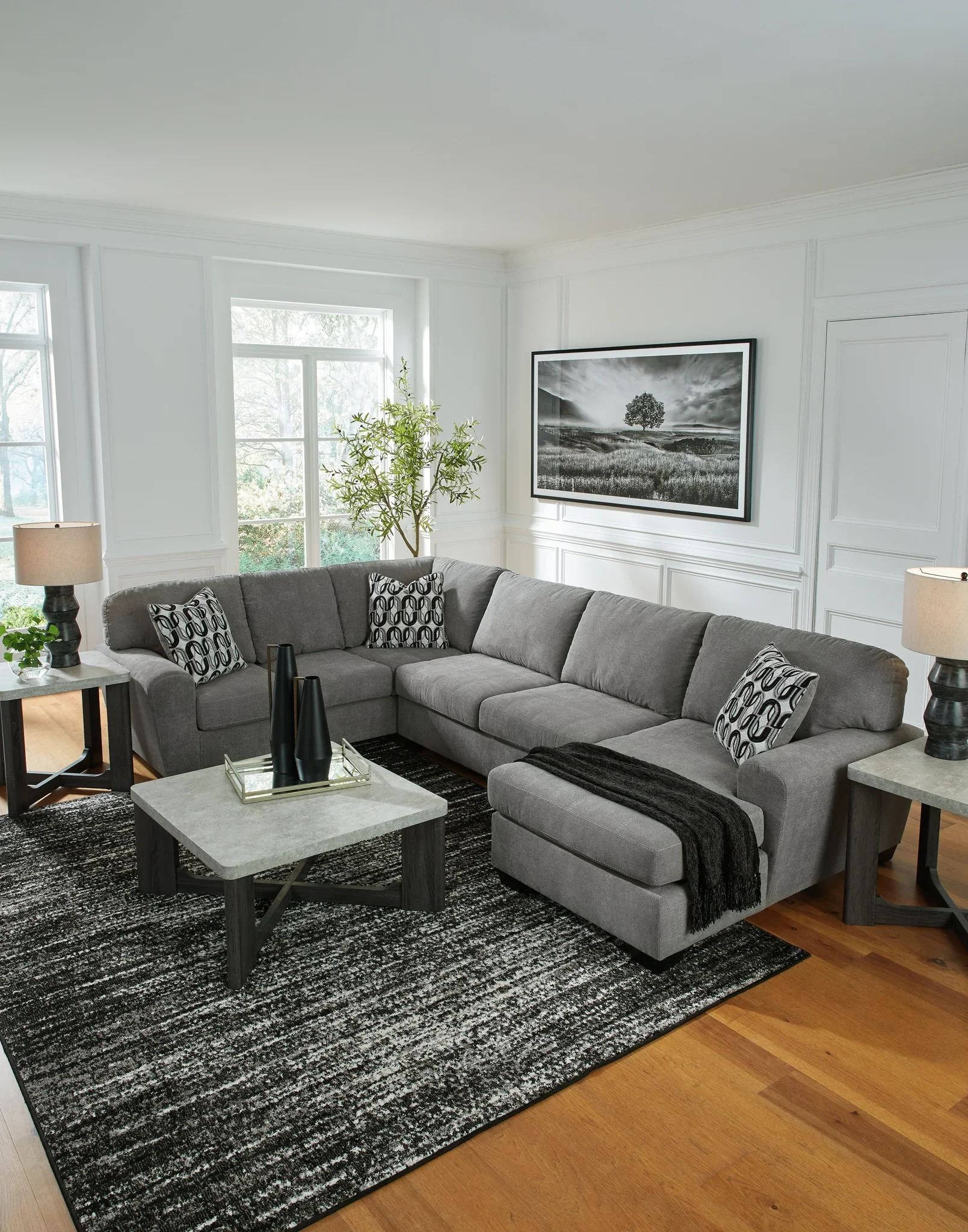 Birkdale Court - Gray - 3-Piece Sectional With Raf Corner Chaise - Image 3