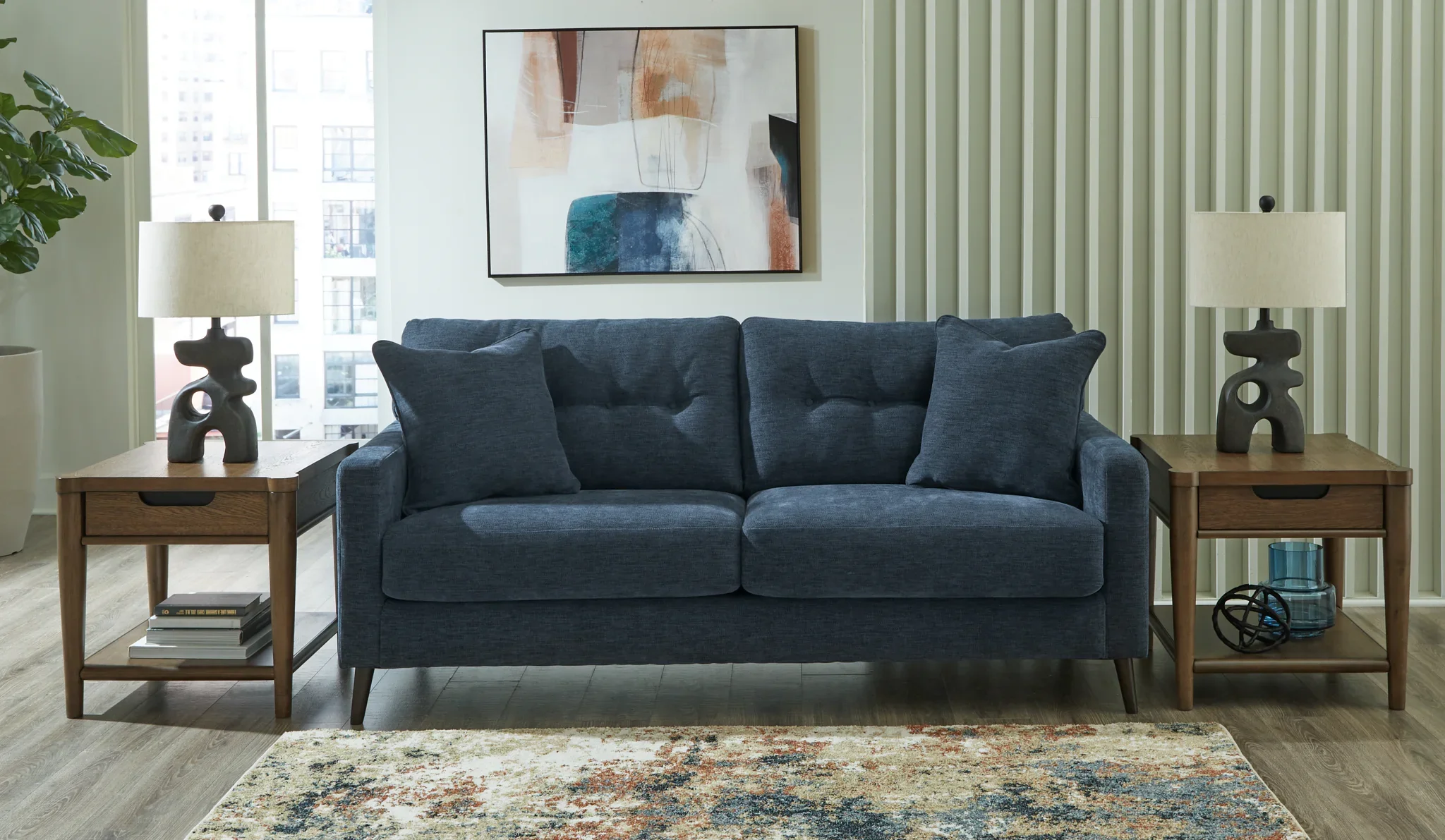 Bixler - 2 Pc. - Sofa, Loveseat - Navy - Image 2