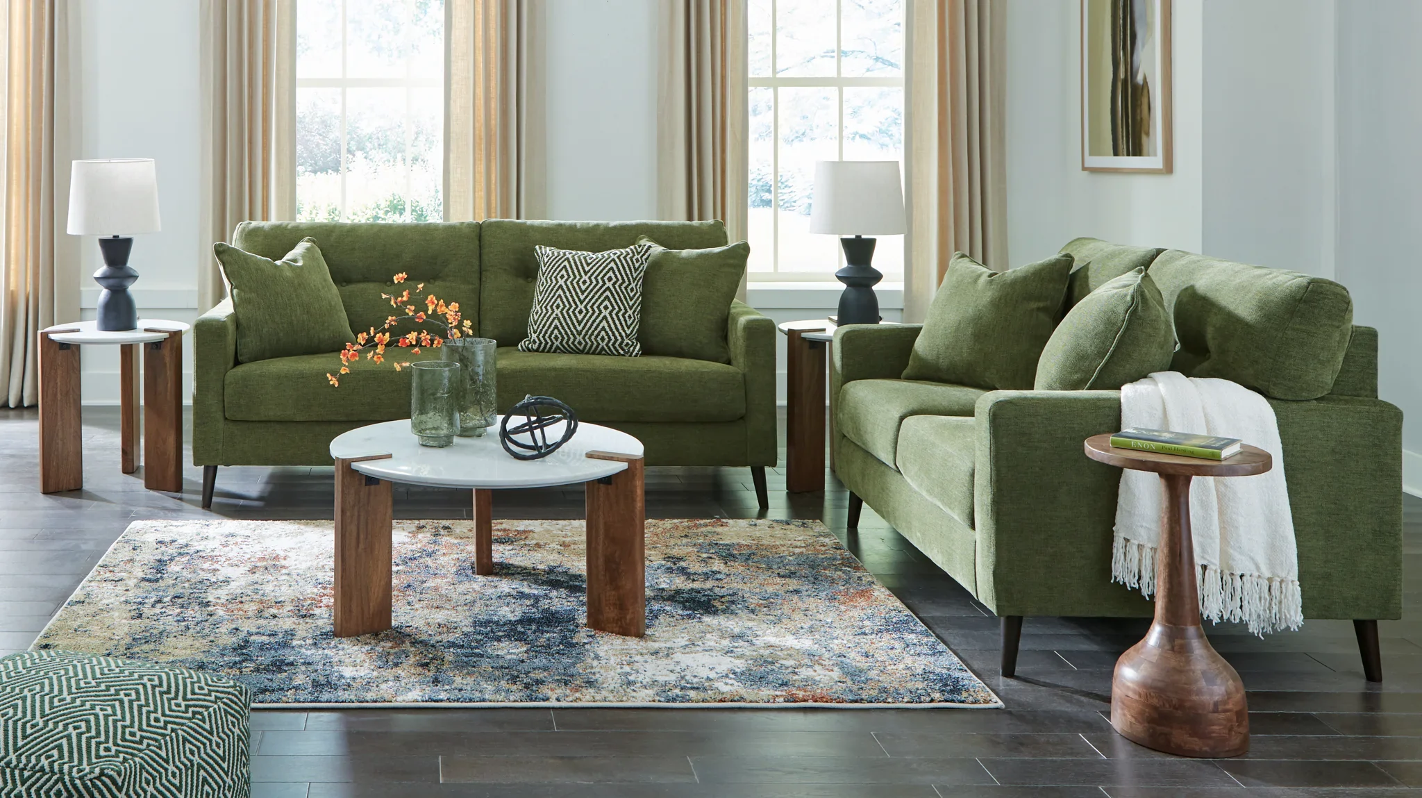 Bixler - 2 Pc. - Sofa, Loveseat - Olive - Image 7