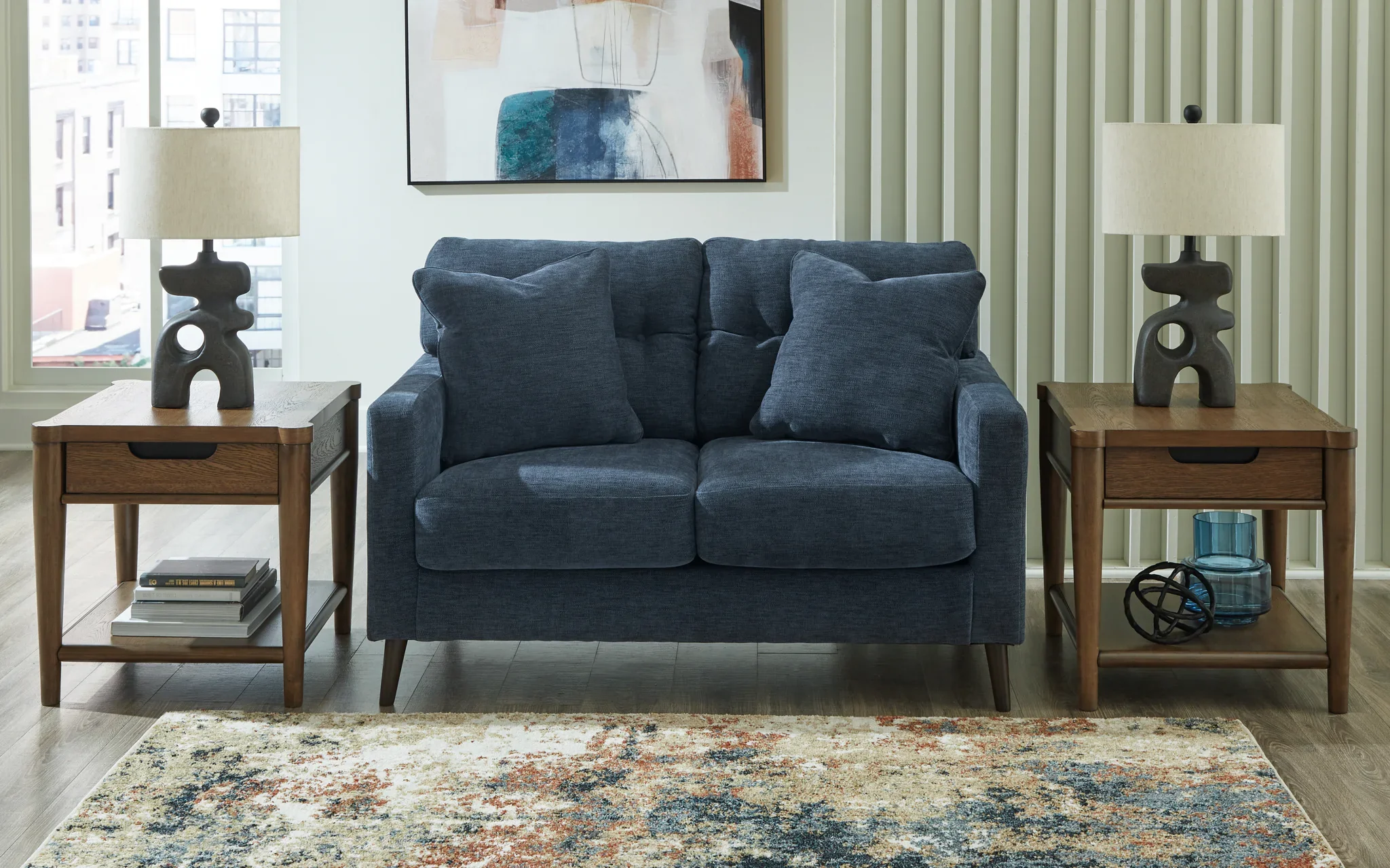 Bixler - Loveseat - Navy - Image 2