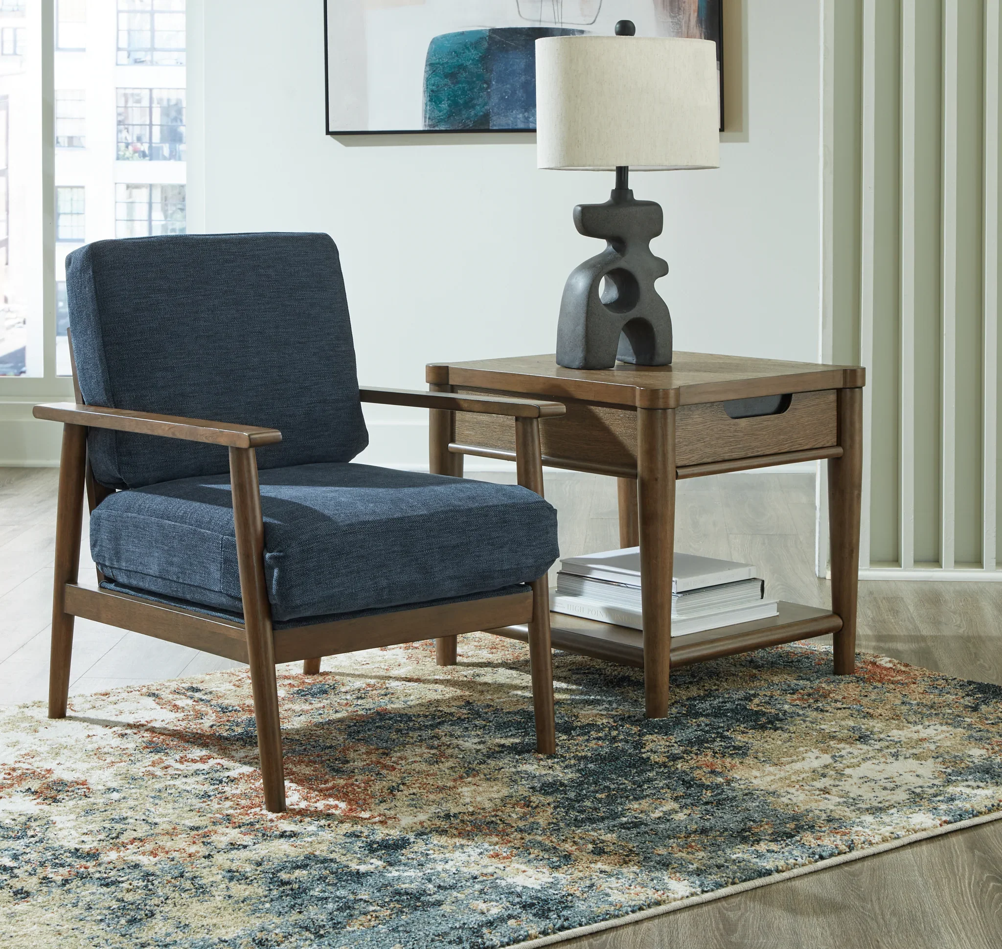 Bixler - Showood Accent Chair - Navy - Image 2