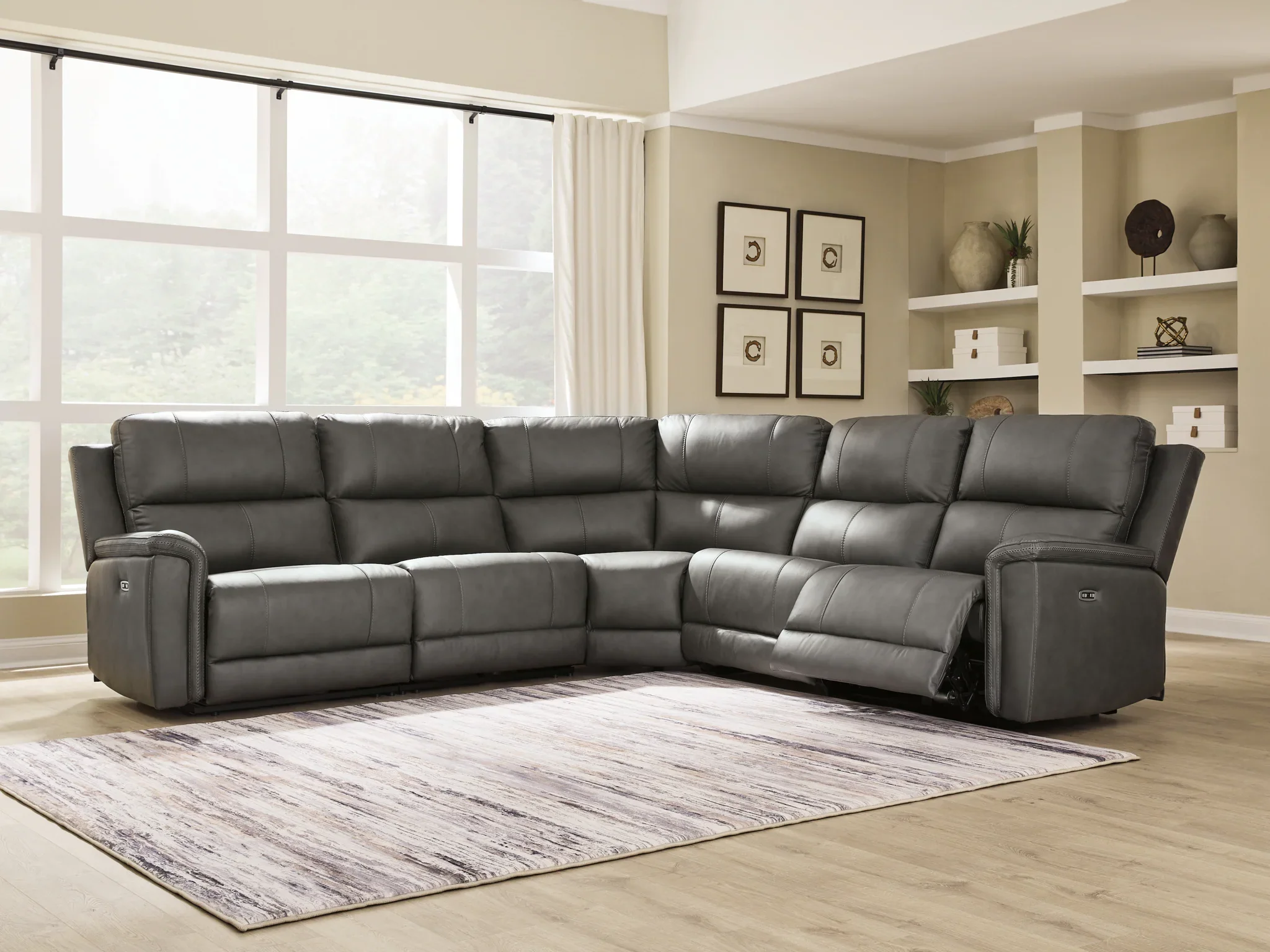 Bleckley - 5-Piece Power Reclining Sectional With RAF And LAF Recliners - Anchor - Image 2
