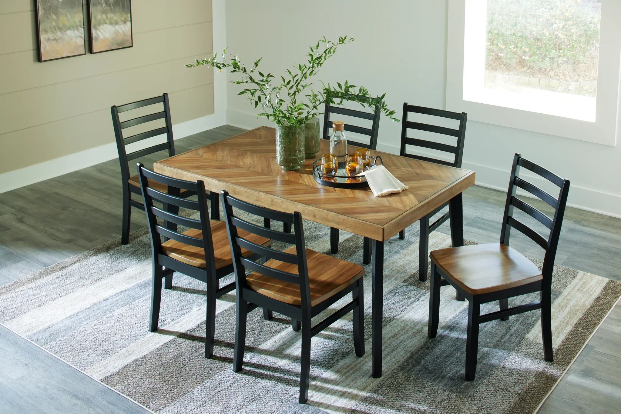 Blondon - Brown / Black - Rectangular Drm Table Set (Set of 7) - Image 5