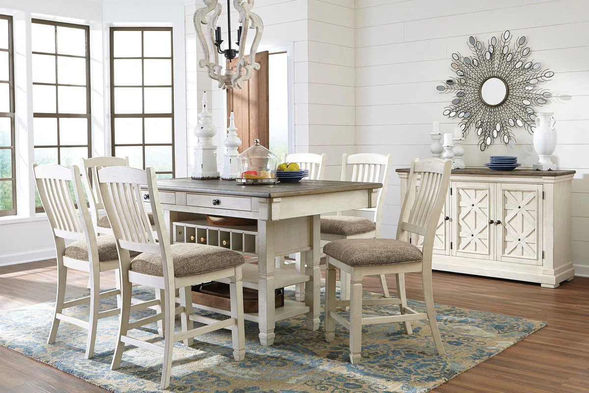 Bolanburg - Beige - 8 Pc. - Counter Table, 6 Barstools, Server