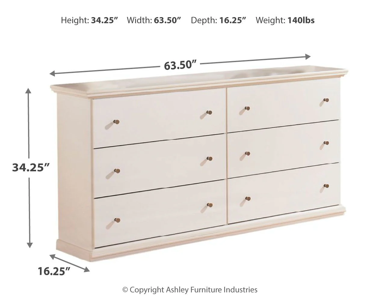 Bostwick - White - Six Drawer Dresser - Image 4