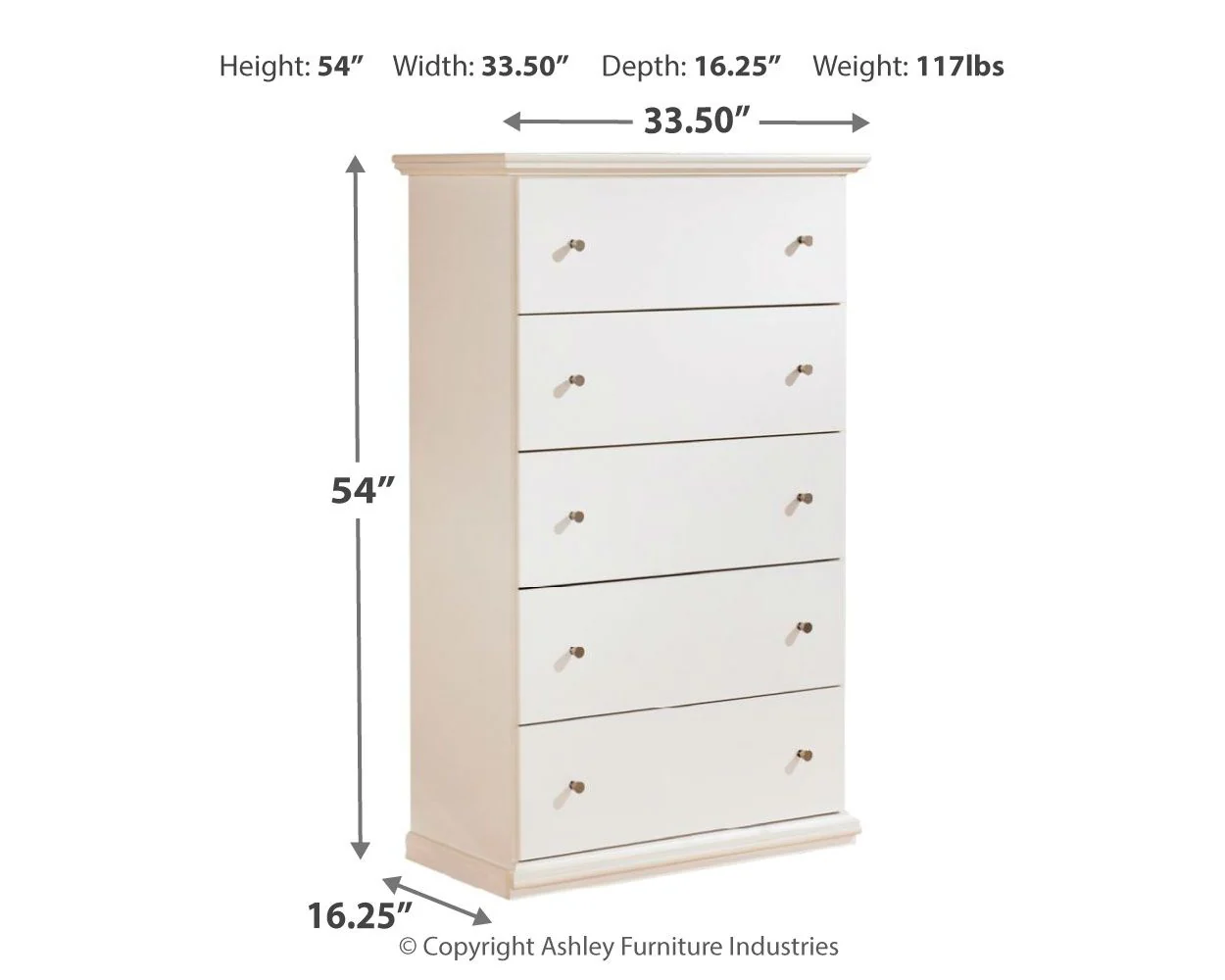 Bostwick - White - Five Drawer Chest - Image 3