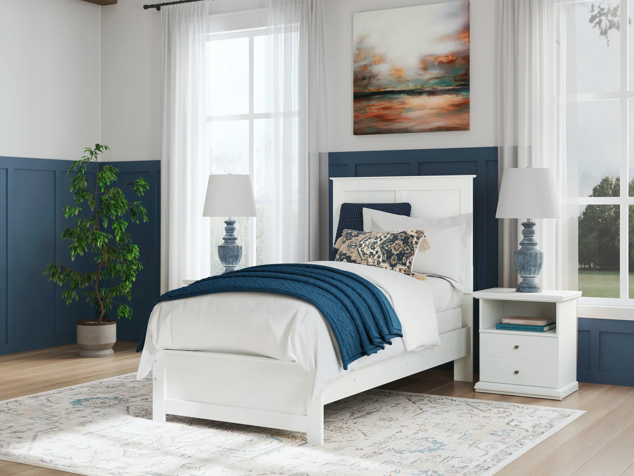 Bostwick Shoals - White - Twin Panel Bed With Framed Footboard - Image 2