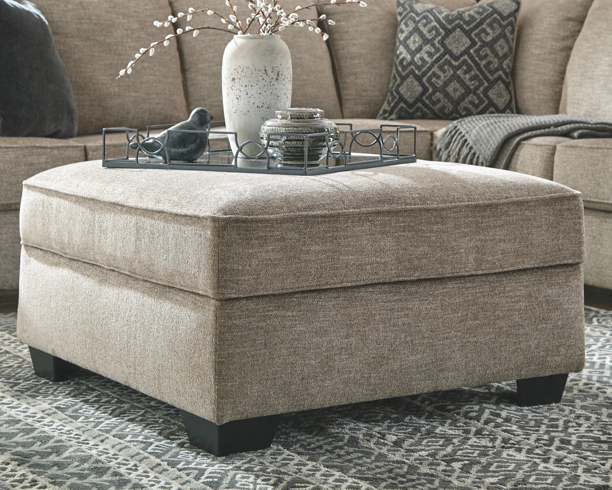 Bovarian - Stone - 3 Pc. - Left Arm Facing Sofa with Corner Wedge 2 Pc Sectional, Ottoman - Image 2