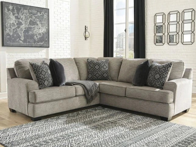 Bovarian - Stone - 3 Pc. - Left Arm Facing Sofa with Corner Wedge 2 Pc Sectional, Ottoman - Image 3