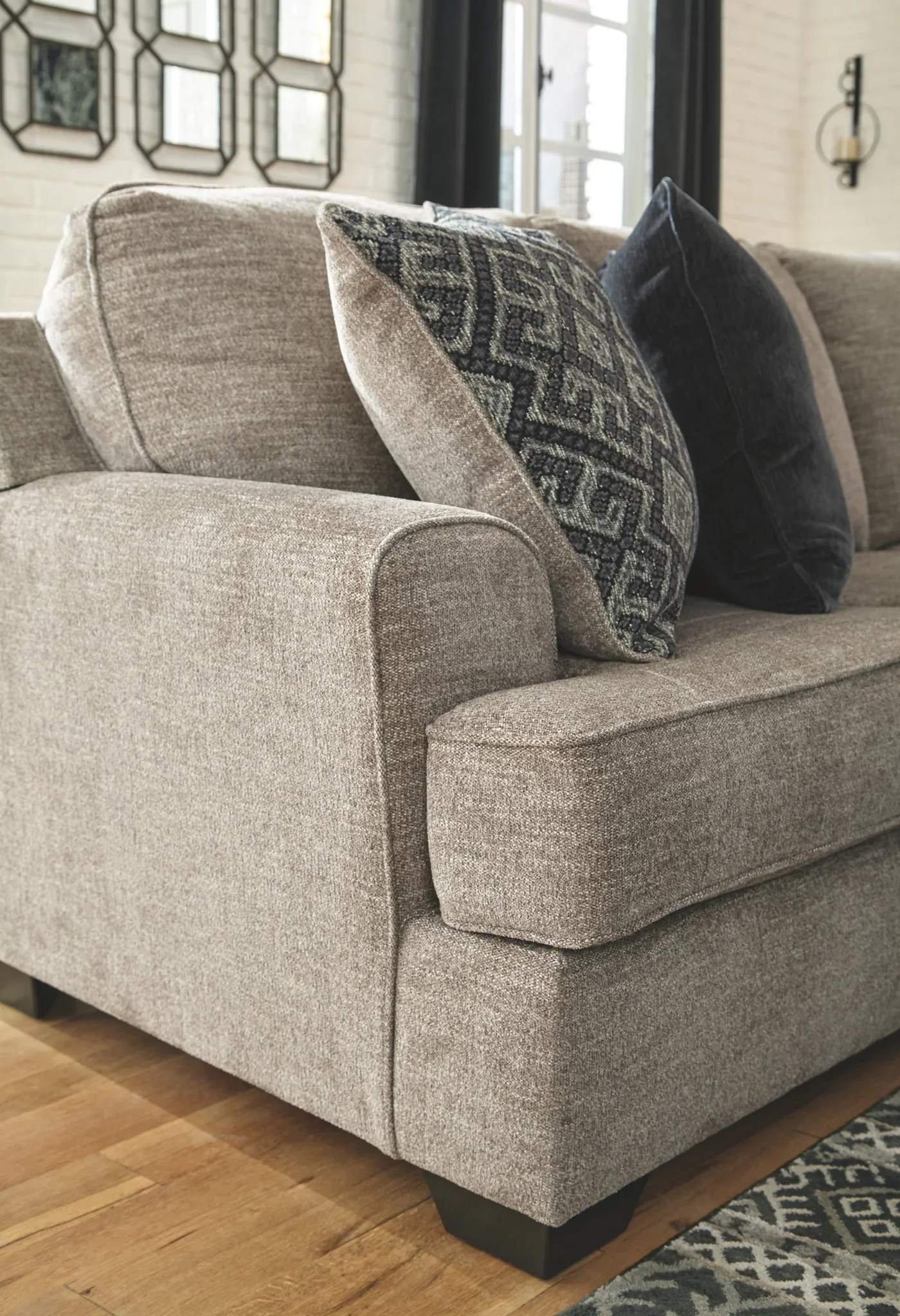 Bovarian - Stone - 4 Pc. - Left Arm Facing Loveseat 3 Pc Sectional, Ottoman - Image 4