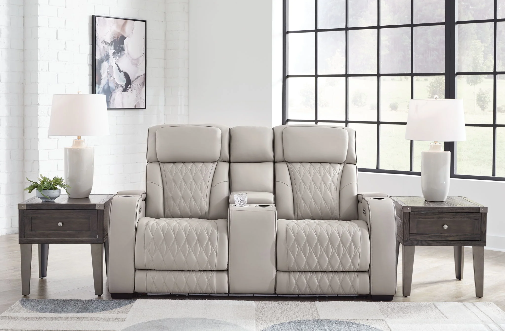 Boyington - Gray - Power Reclining Loveseat With Console/Adj Hdrst - Image 6