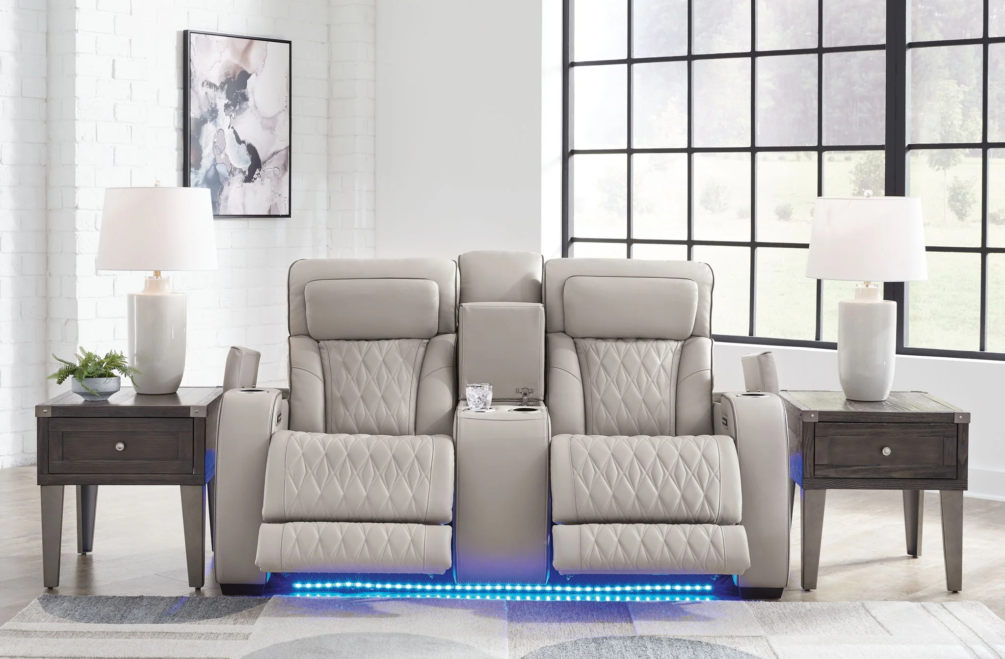 Boyington - Gray - Power Reclining Loveseat With Console/Adj Hdrst - Image 7