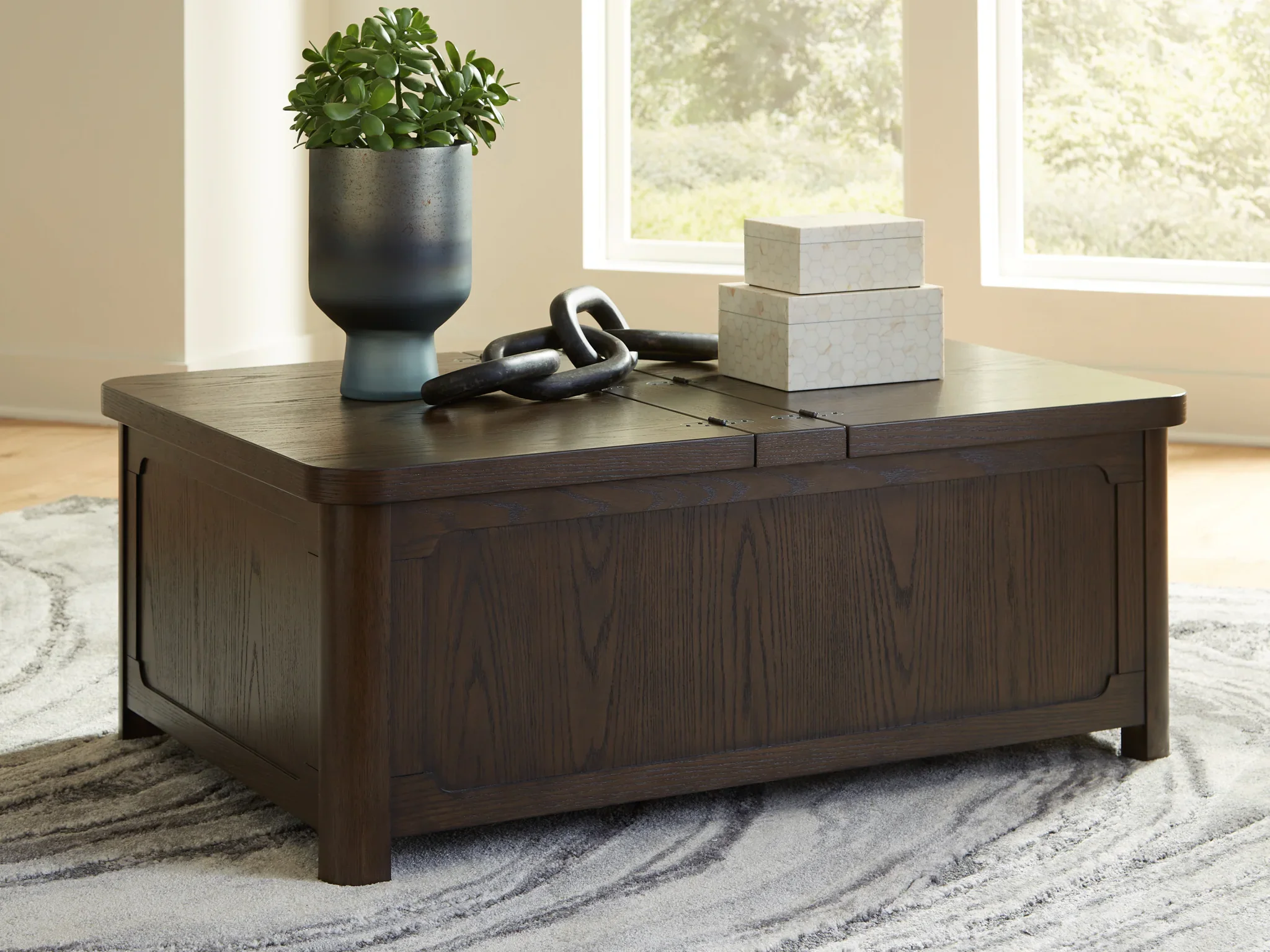 Breckington - Dark Brown - Cocktail Table With Storage - Image 2