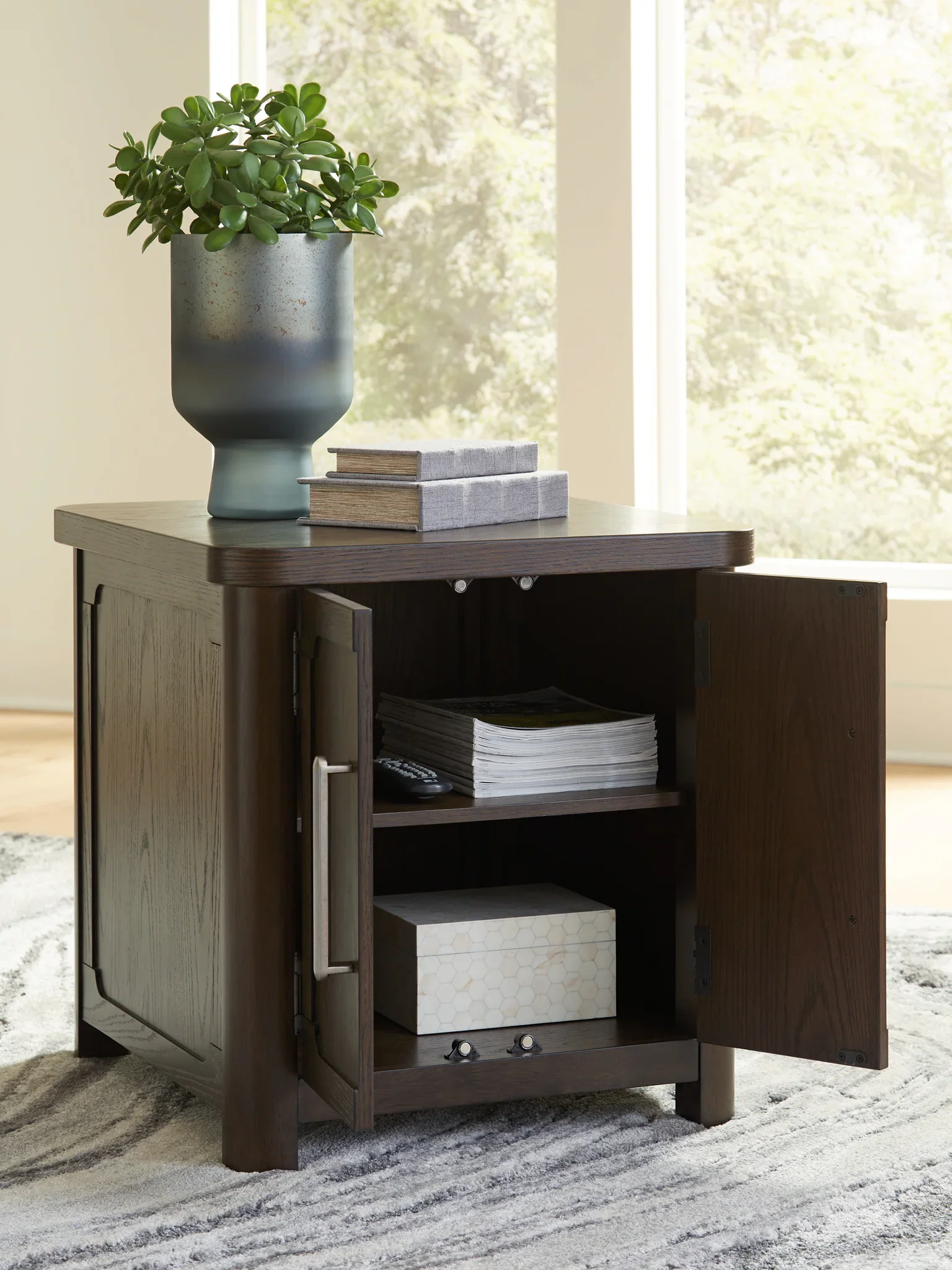 Breckington - Dark Brown - Rectangular 2-door End Table - Image 6