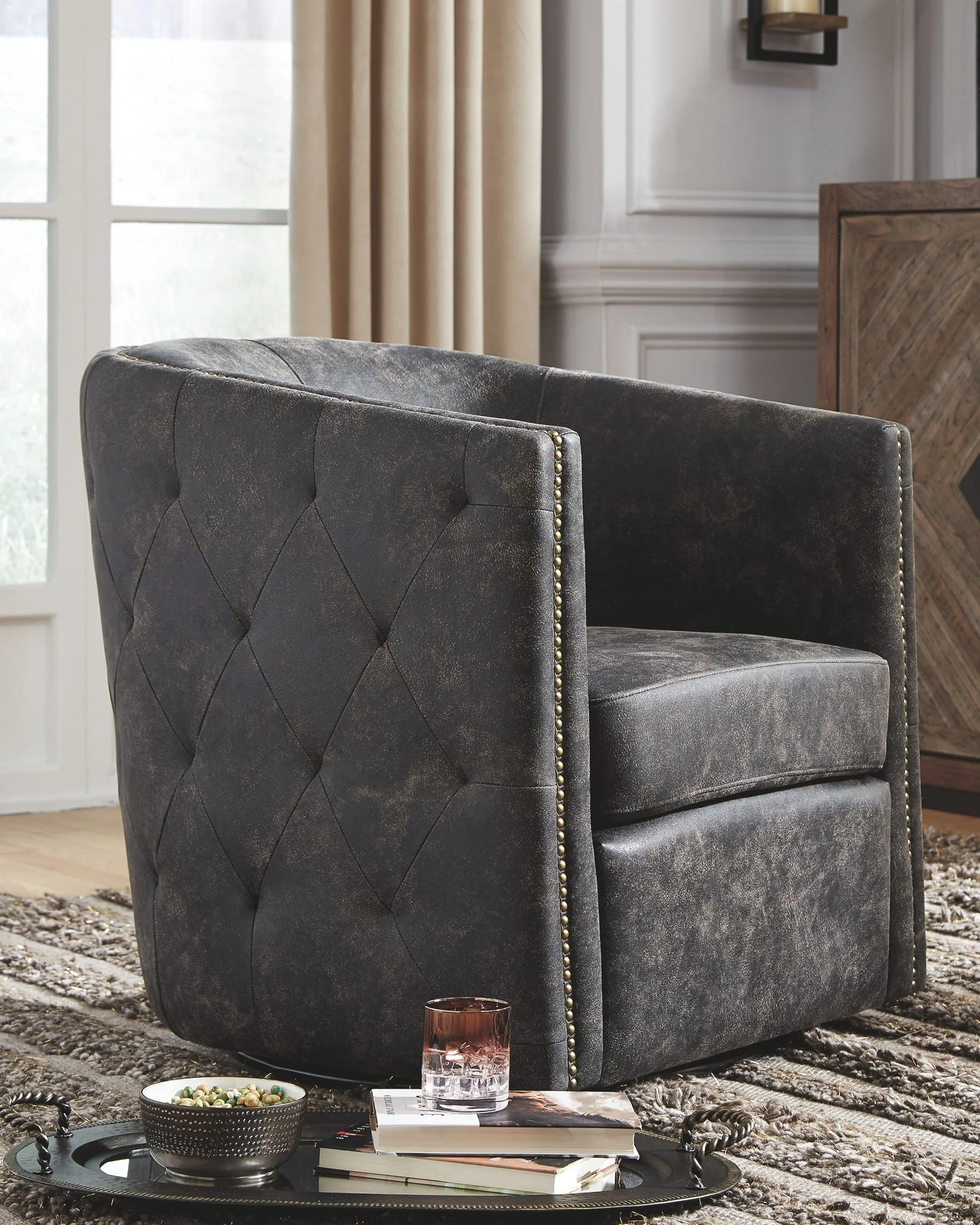Brentlow - Distressed Black - Swivel Chair - Image 4