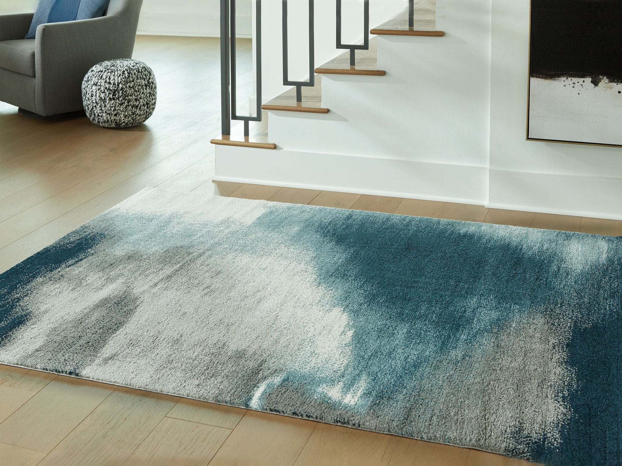 Brentward - Blue / Gray / Ivory - Large Rug - 8' x 10' - Image 2