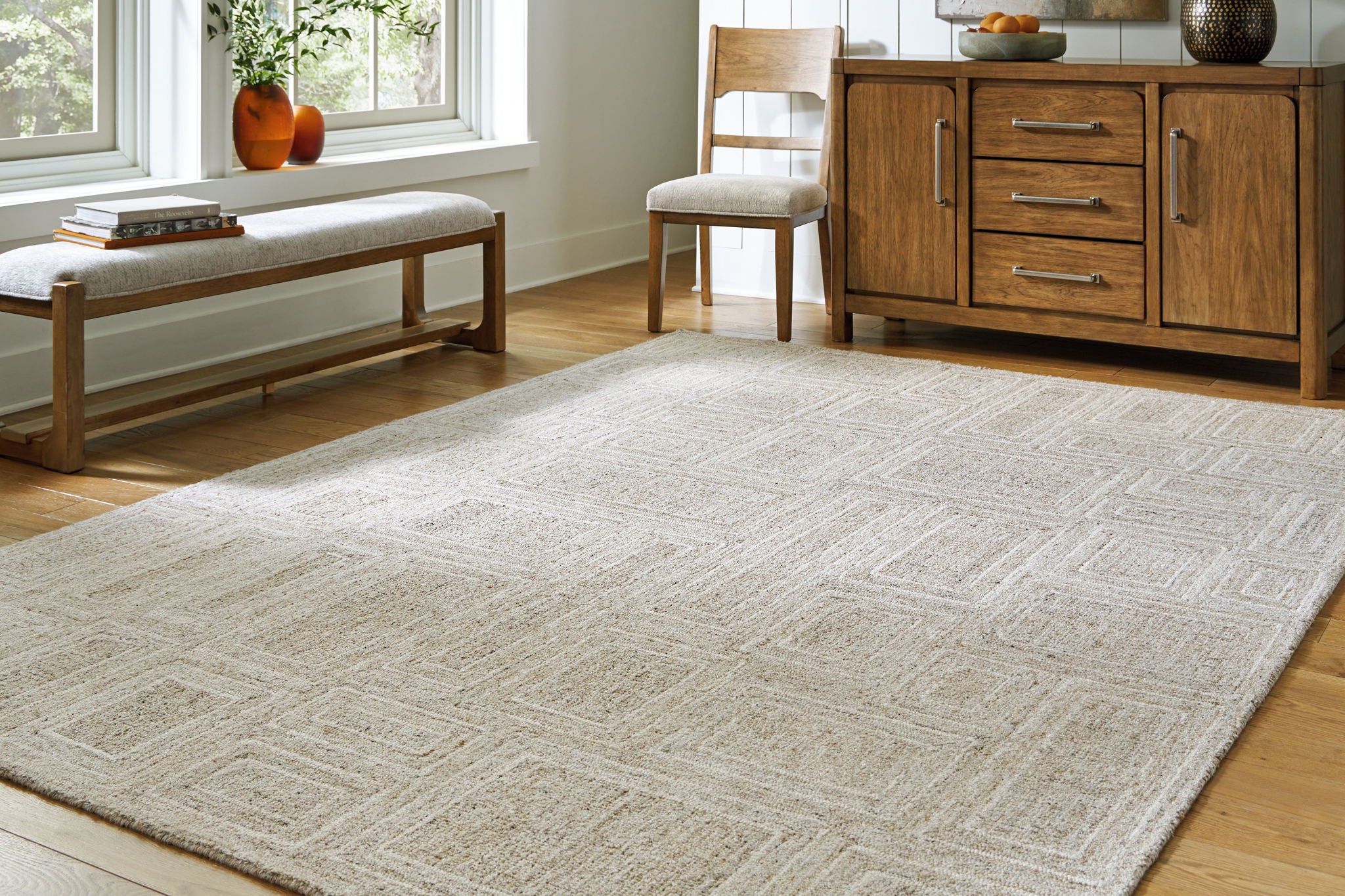 Brickburgh - Gray / Ivory / Honey - Large Rug - 8' x 10' - Image 2