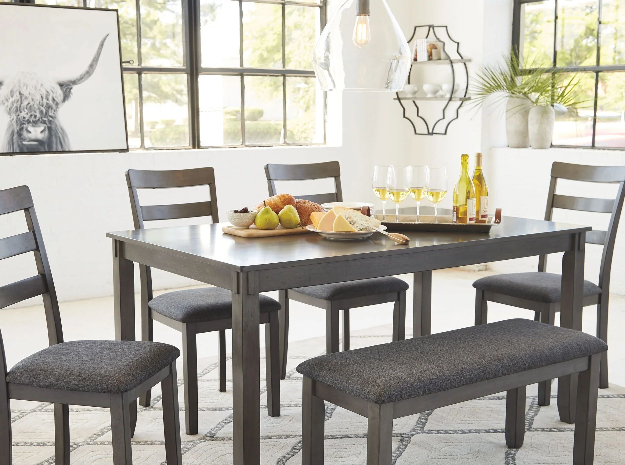Bridson - Gray - Rect Drm Table Set (Set of 6) - Image 6