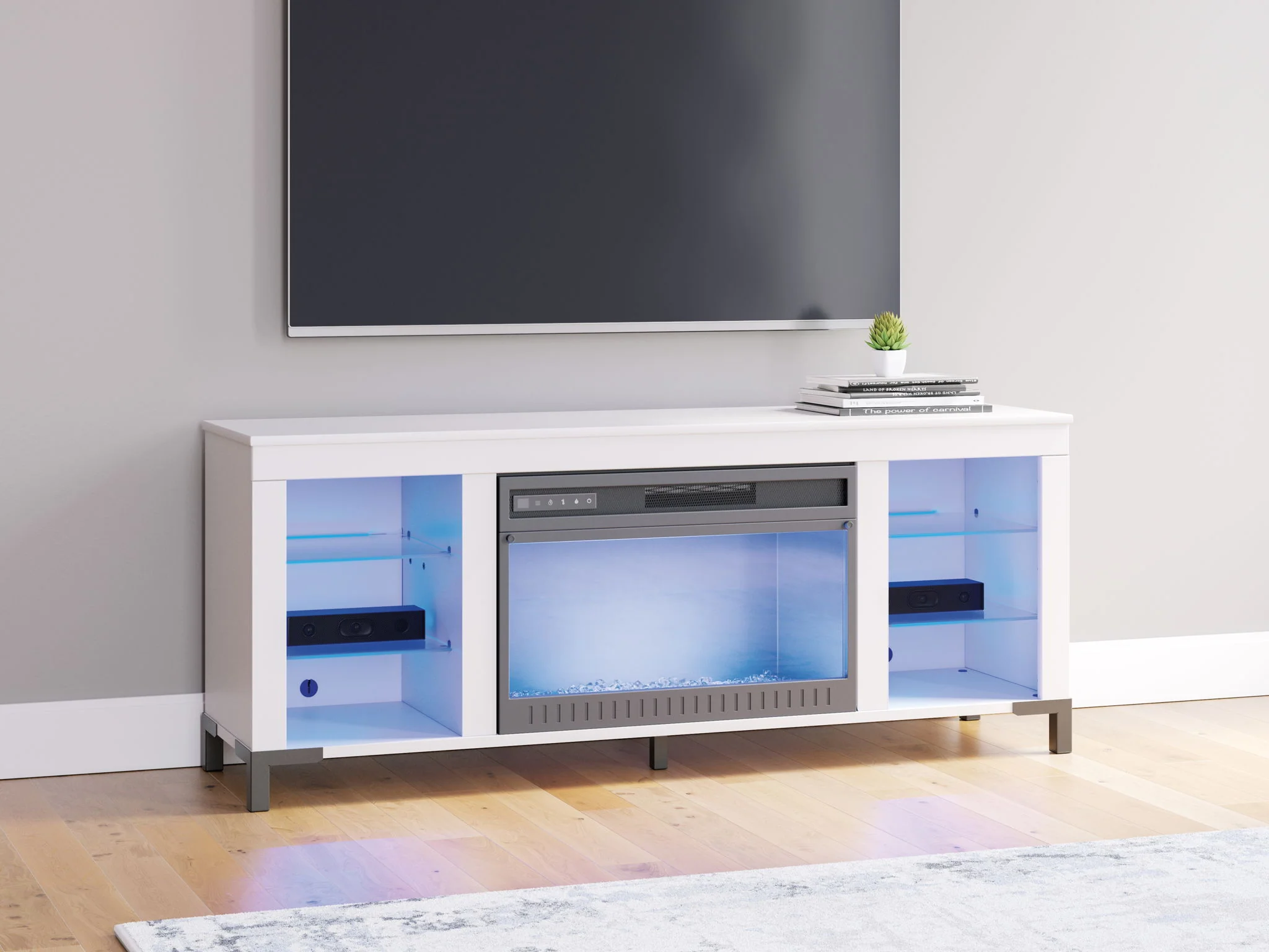 Brollevi - White - TV Stand With Fireplace - Image 10