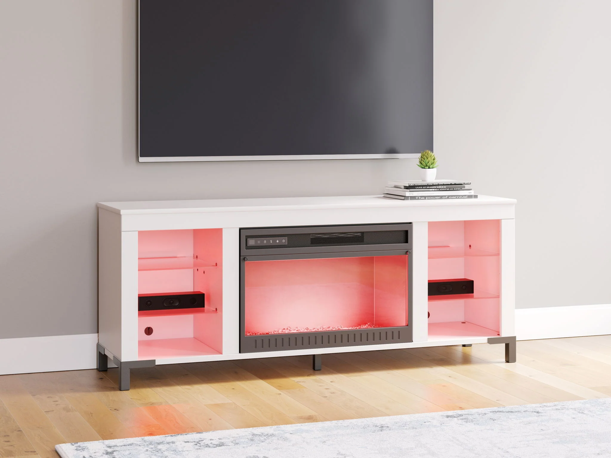 Brollevi - White - TV Stand With Fireplace - Image 11