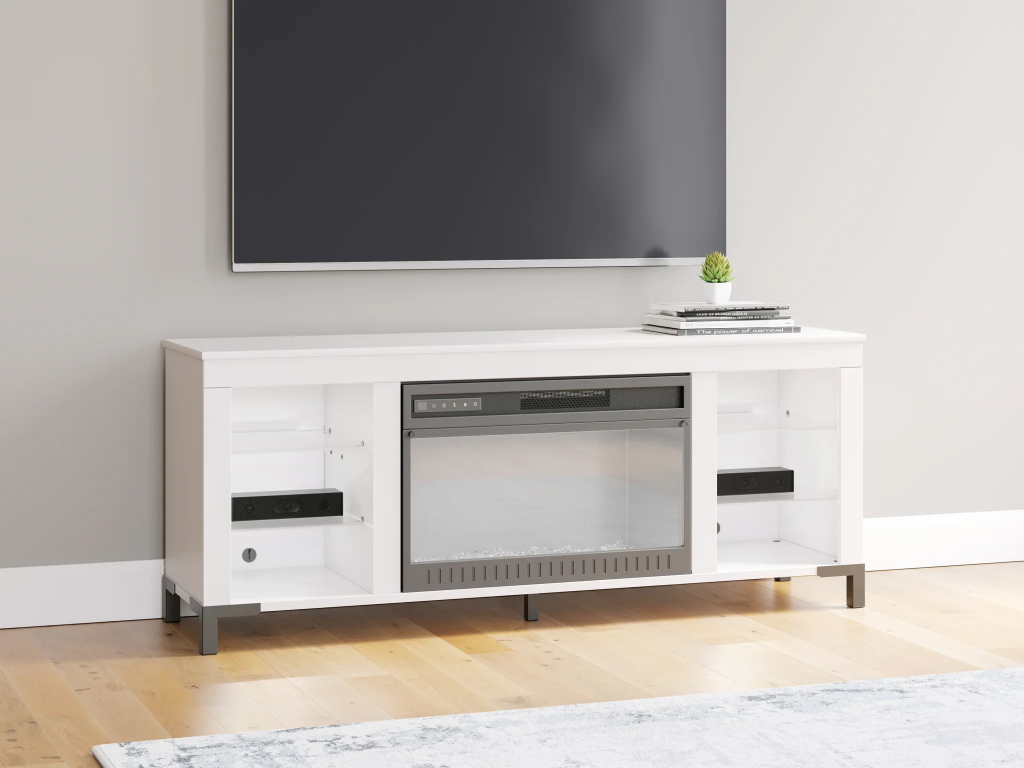 Brollevi - White - TV Stand With Fireplace - Image 12