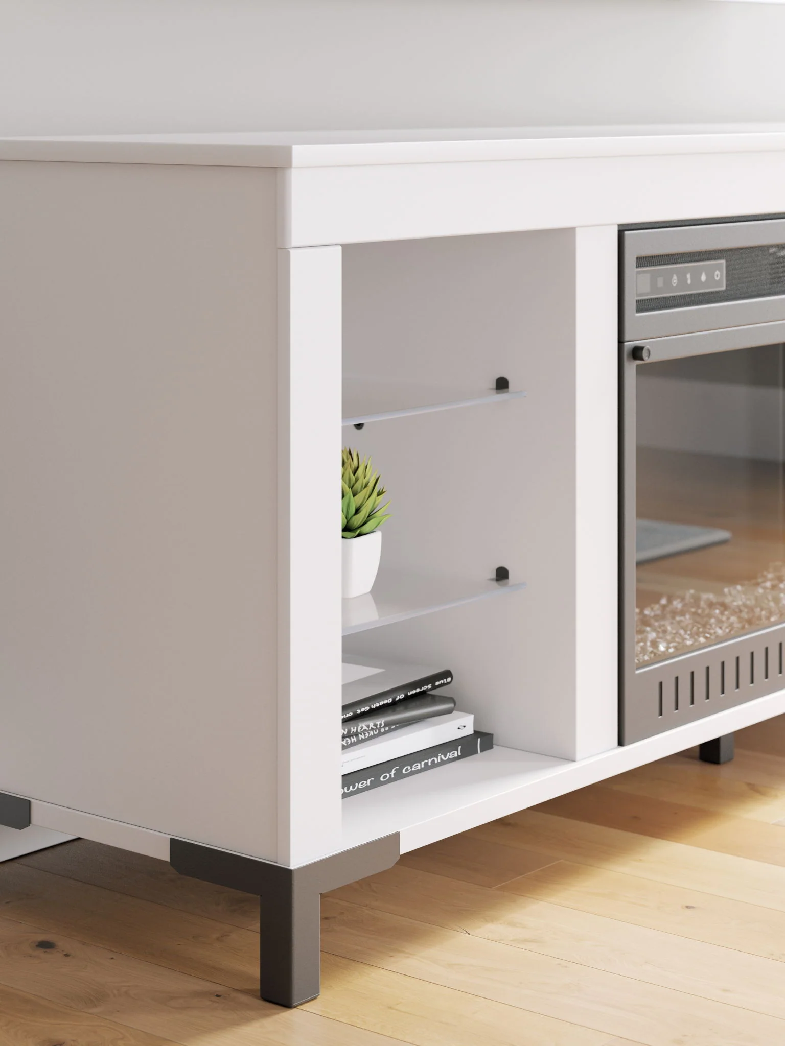 Brollevi - White - TV Stand With Fireplace - Image 9