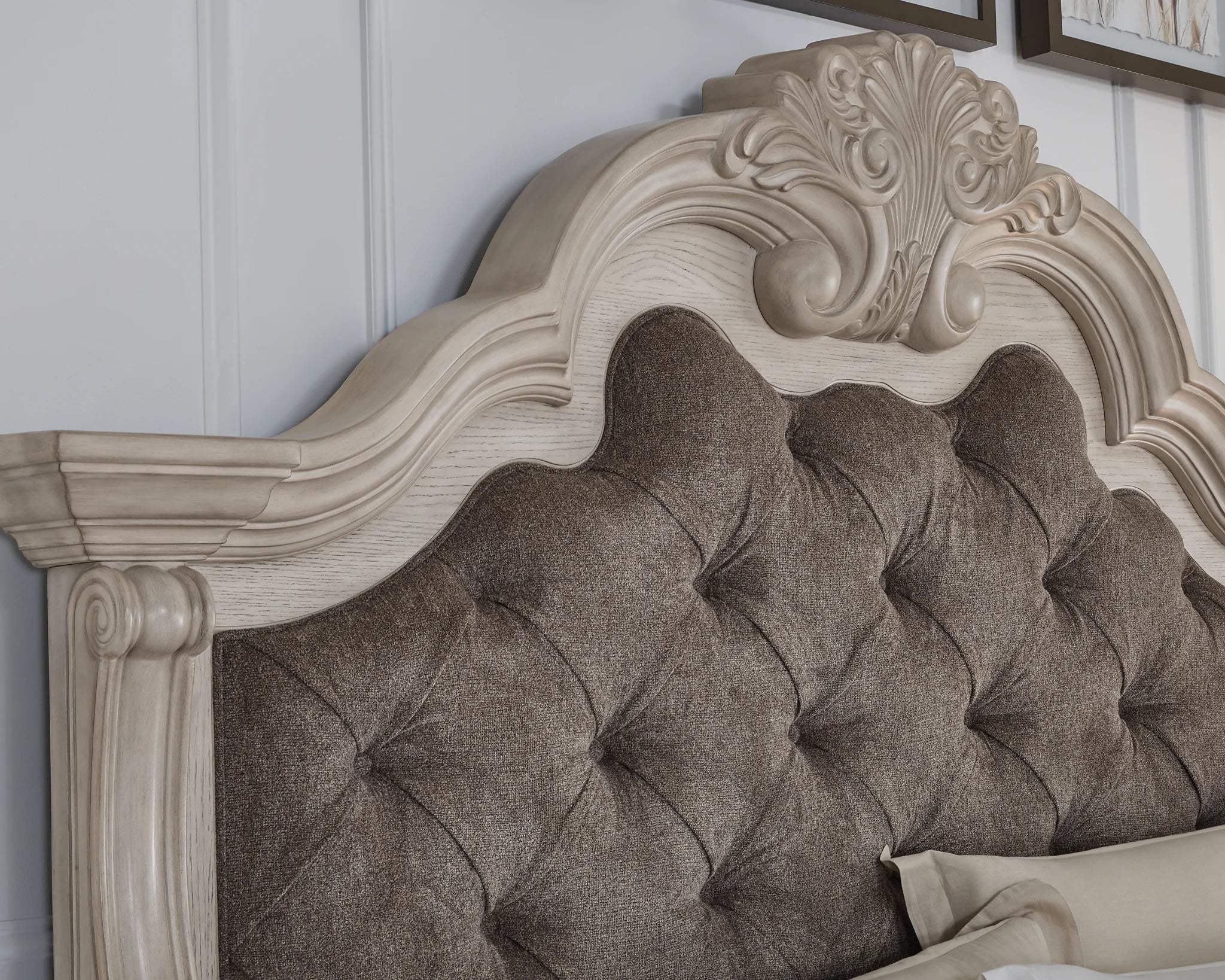 Bruchandi - Antique White - King Upholstered Panel Bed - Image 6