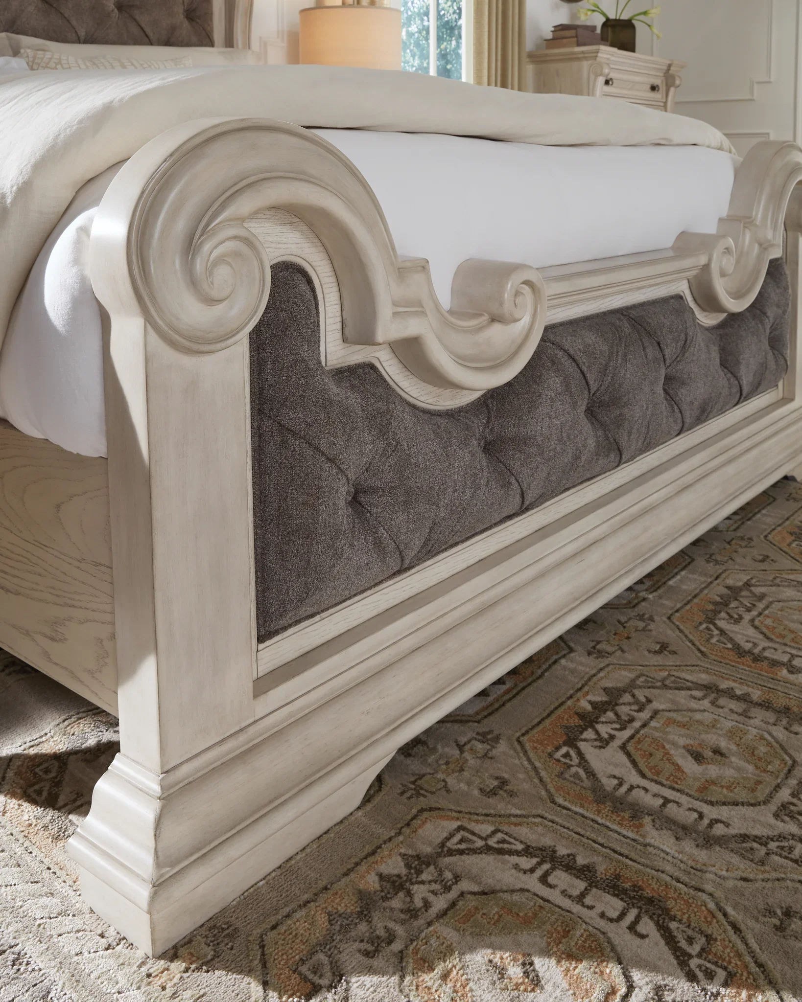 Bruchandi - Antique White - King Upholstered Panel Bed - Image 7