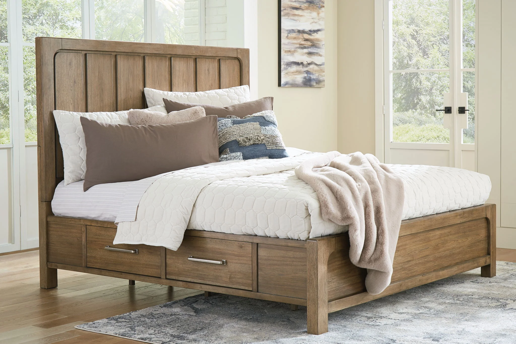 Cabalynn - Light Brown - King Panel Bed With Storage - Image 2