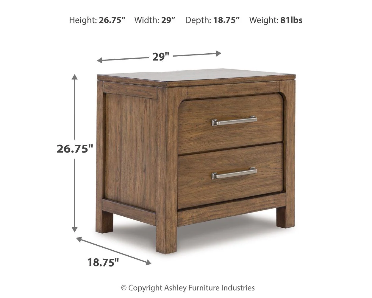 Cabalynn - Light Brown - Two Drawer Night Stand - Image 9