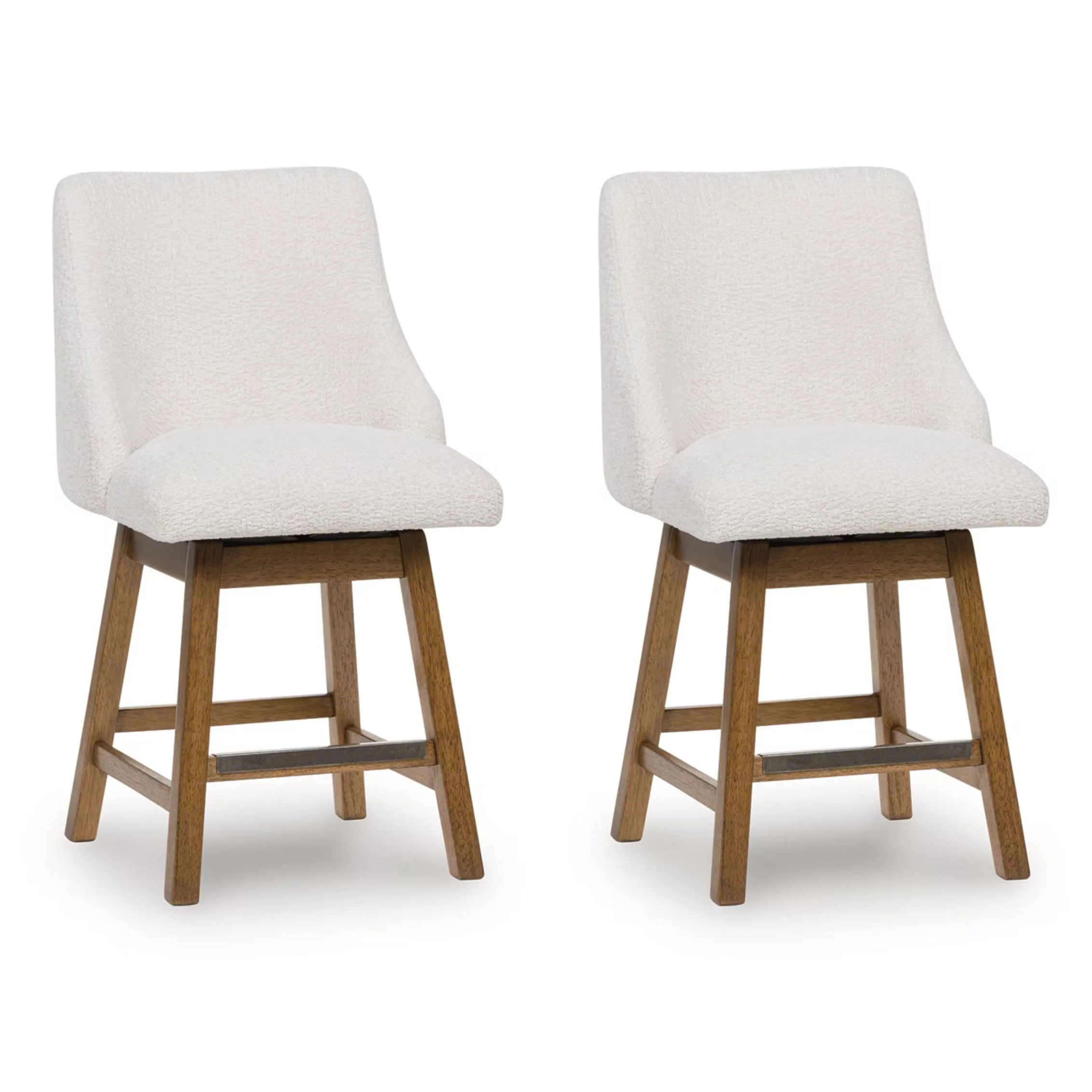 Cabalynn - Oatmeal / Light Brown - Upholstered Swivel Barstool (Set of 2)