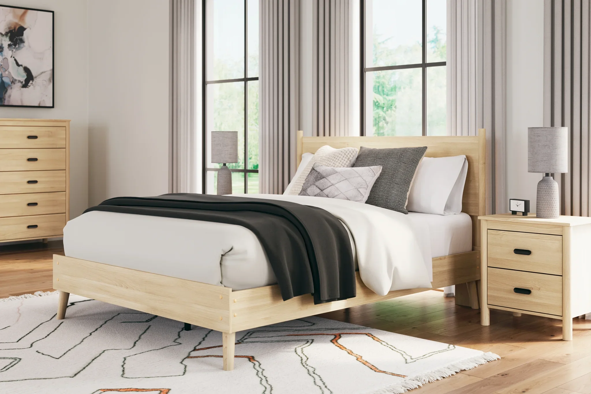 Cabinella - Tan - Queen Platform Panel Bed - Image 10