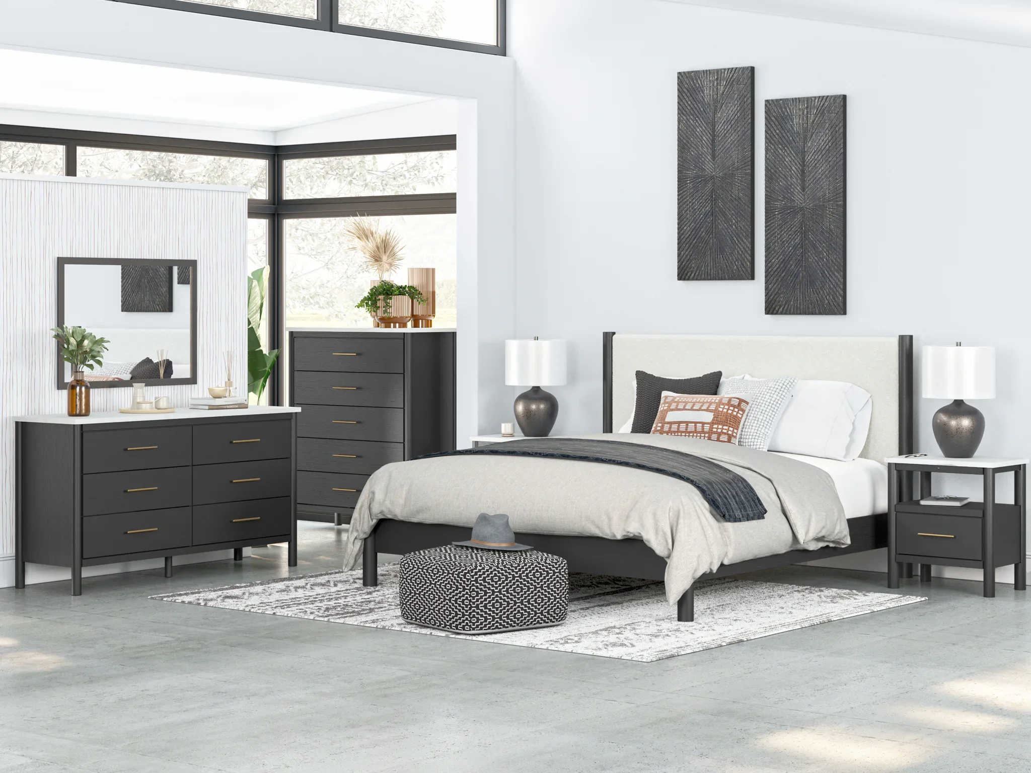 Cadmori - Black / White - Dresser and Mirror - Image 10