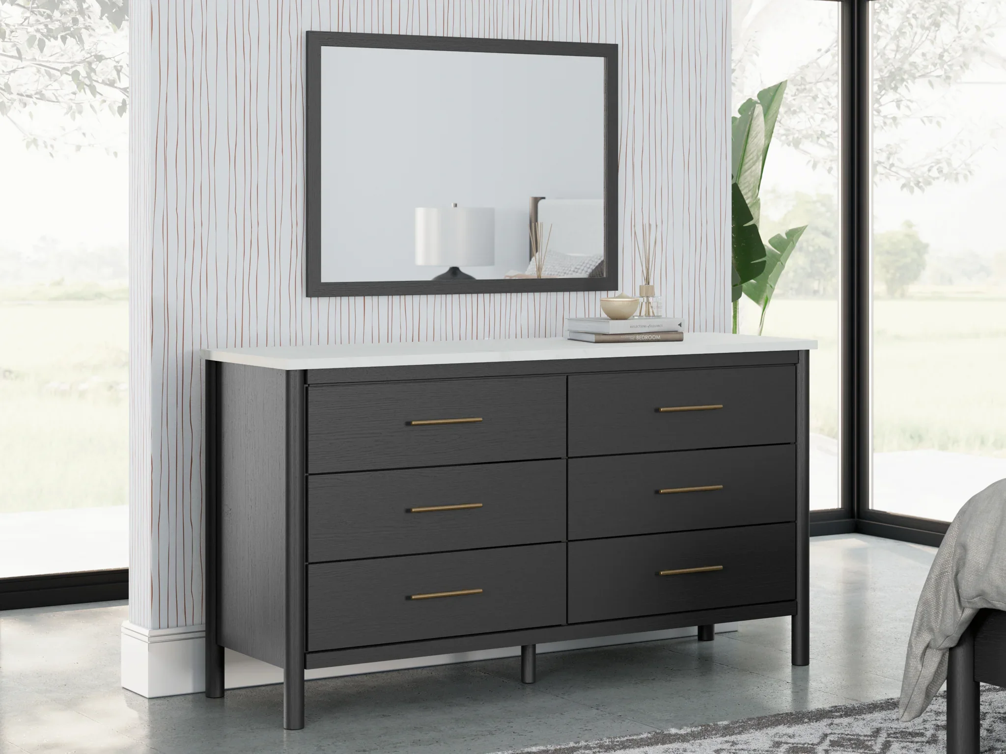 Cadmori - Black / White - Dresser and Mirror - Image 8