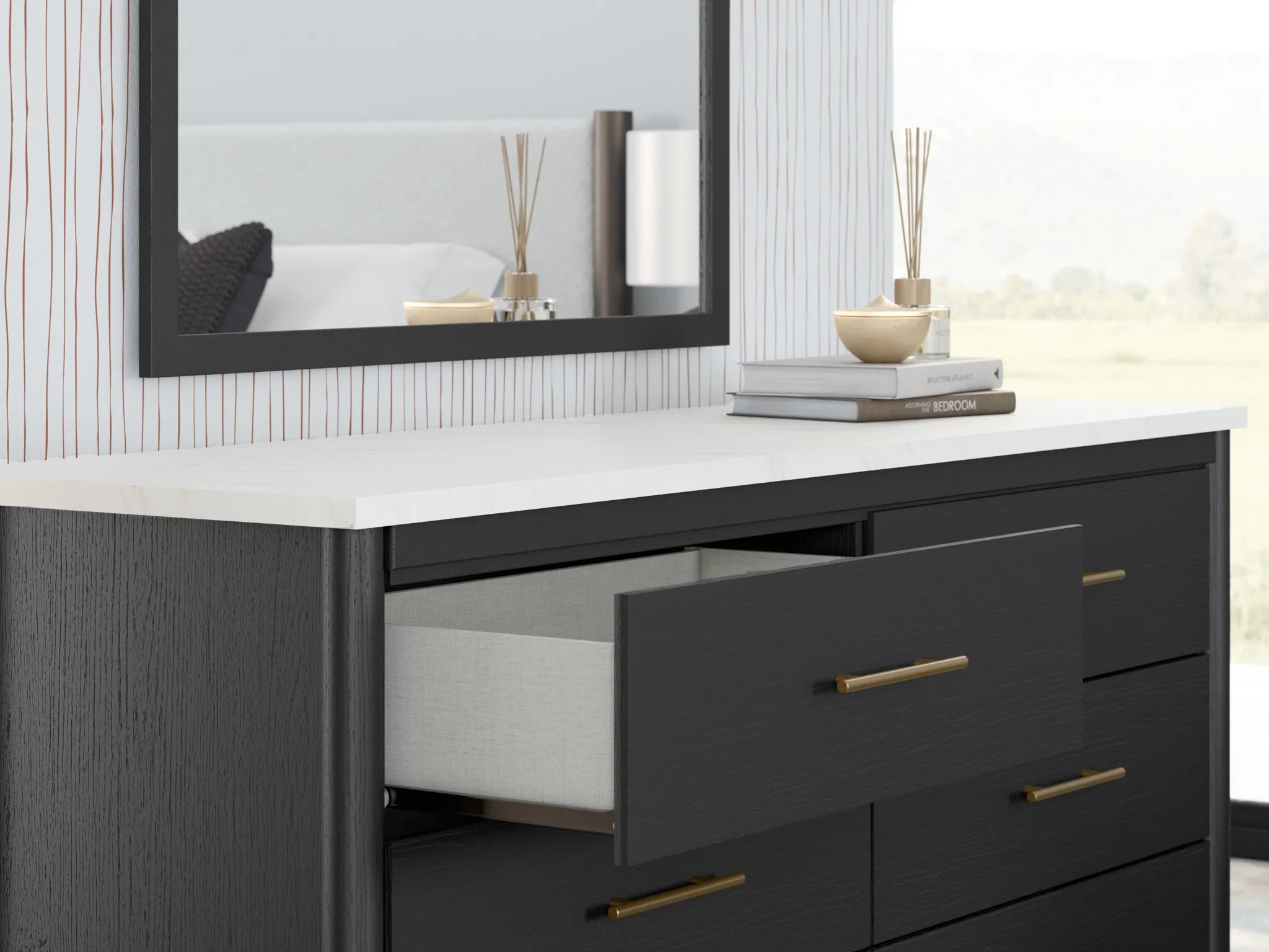 Cadmori - Black / White - Dresser and Mirror - Image 9