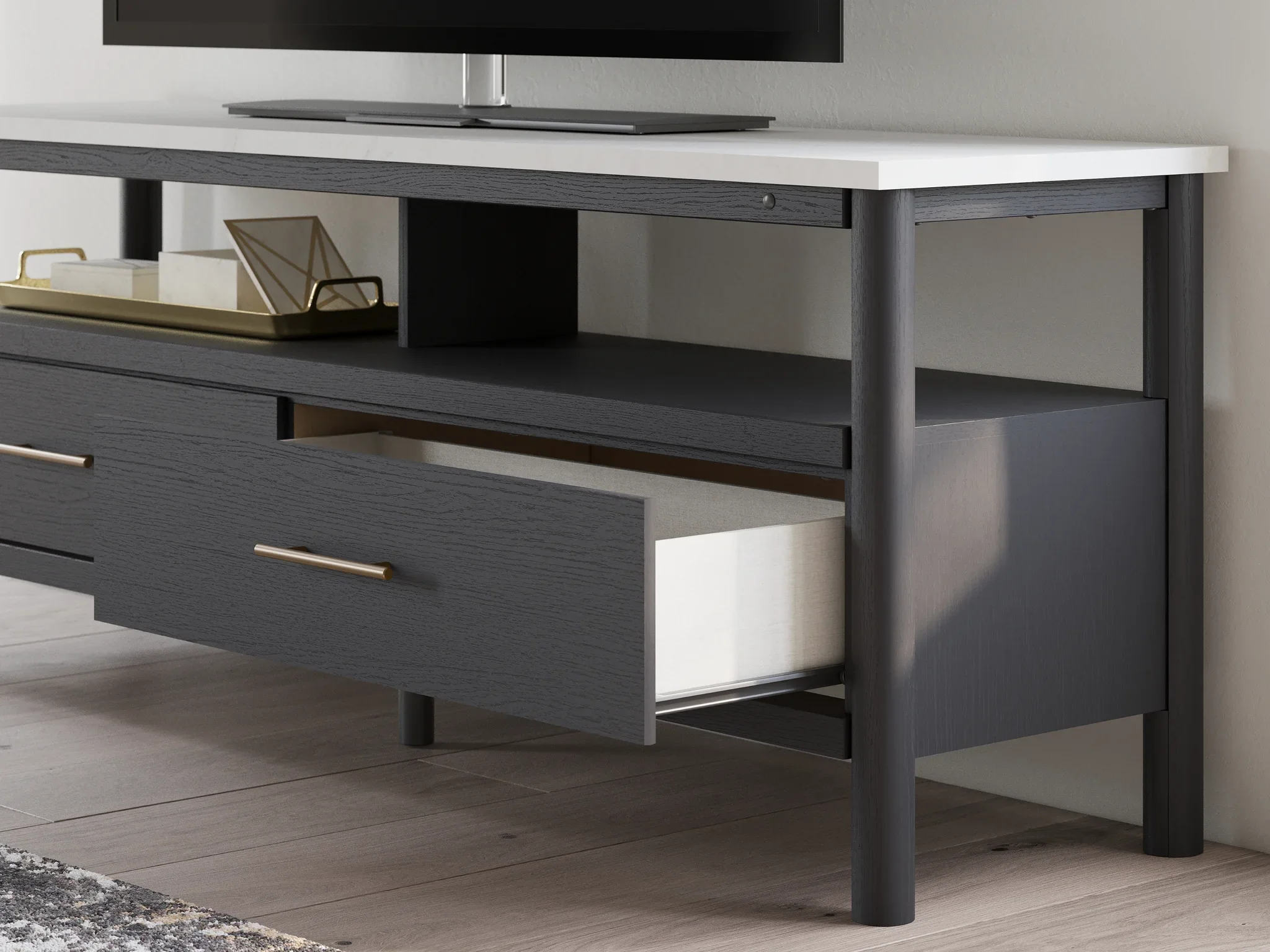 Cadmori - Black / White - Extra Large TV Stand - Image 11