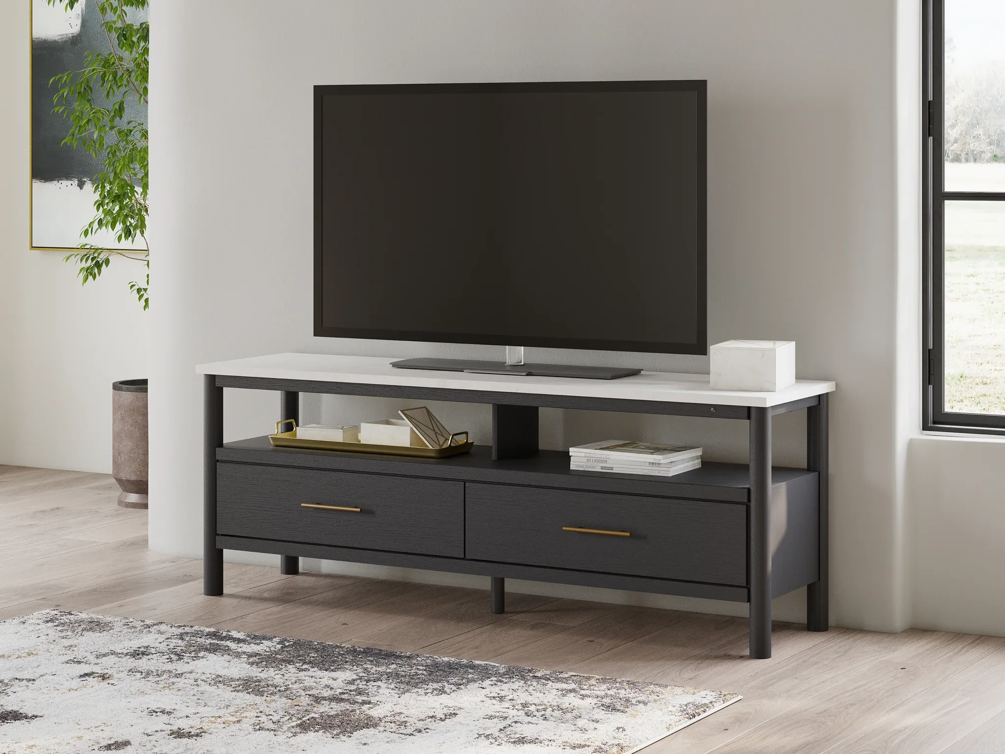 Cadmori - Black / White - Extra Large TV Stand - Image 2